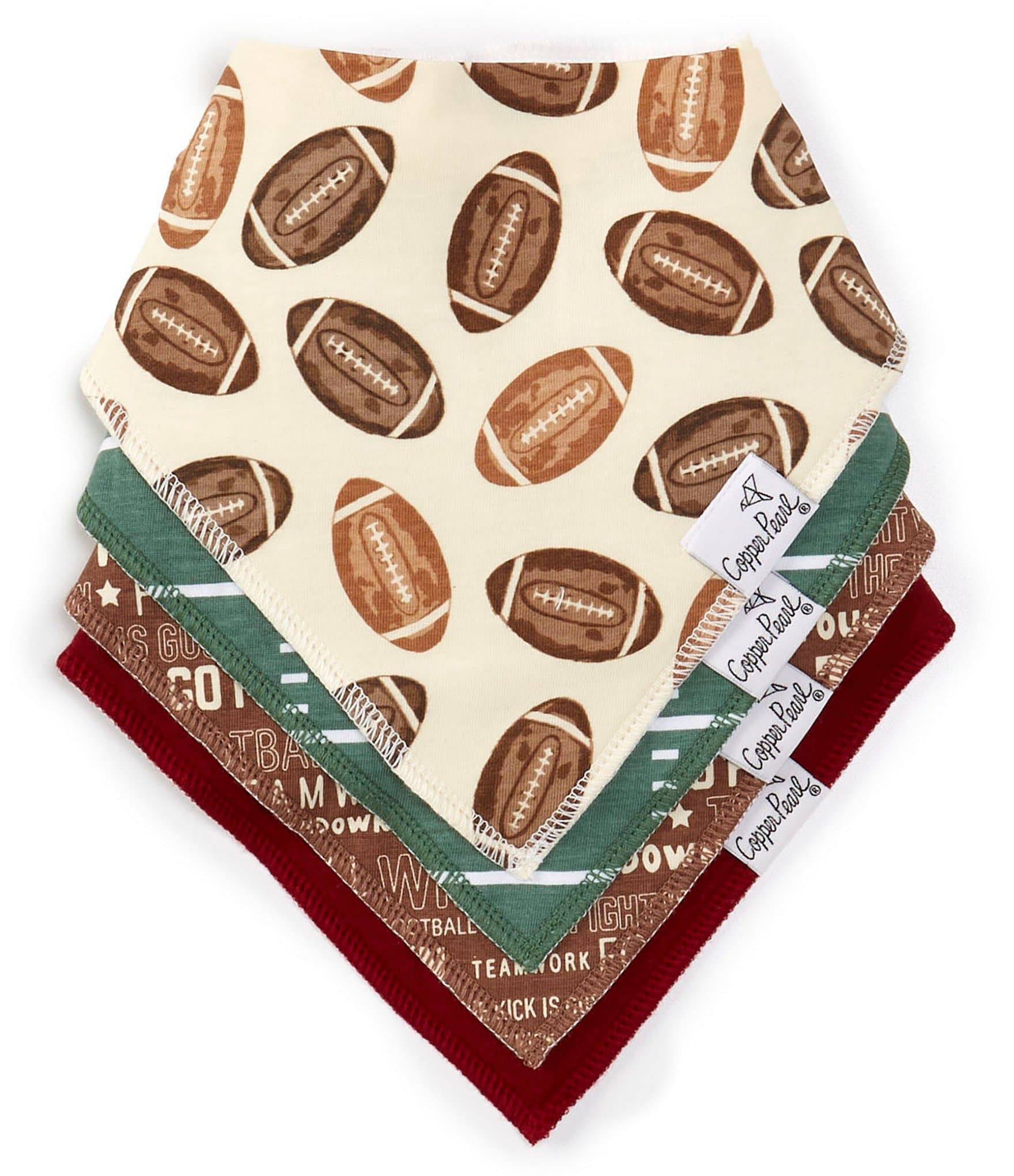 Copper Pearl Blitz Football Print Bandana Bibs 4-Pack