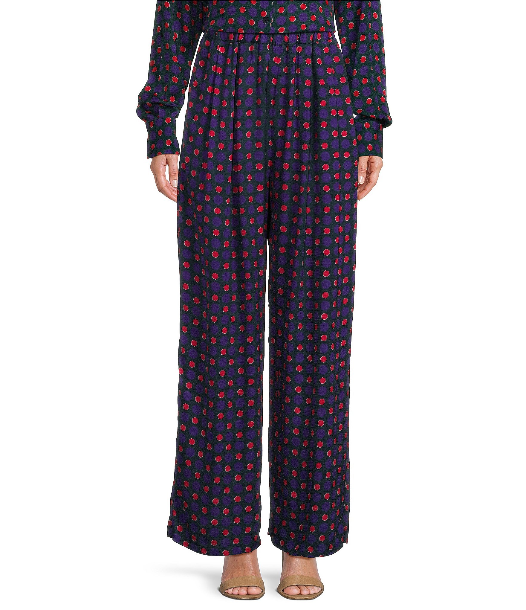 COREY LYNN CALTER Belmont Crepe Dotted Geo Print Relaxed Coordinating Pant