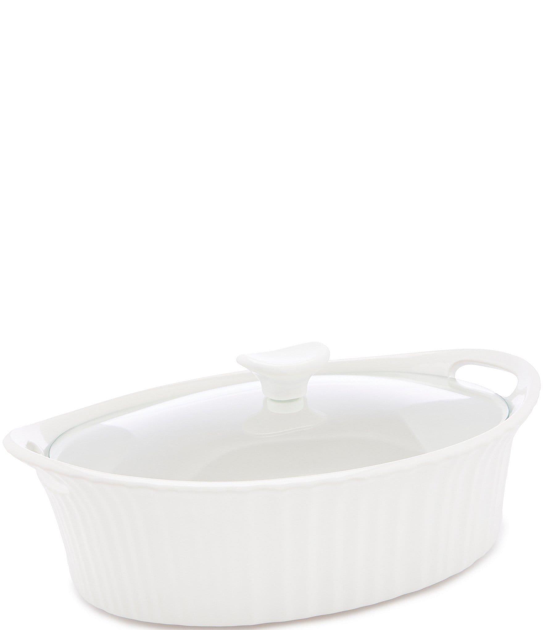 French White 1.5-quart Oval Casserole Dish with Lid