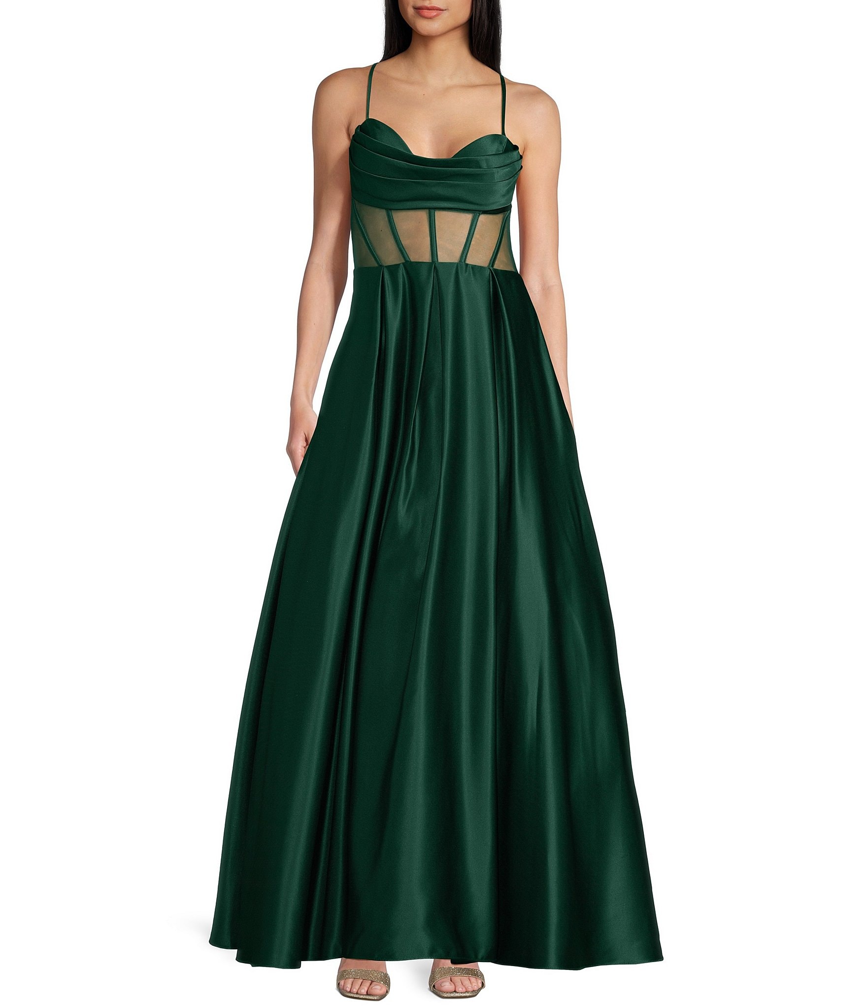 Dillards emerald green prom dress best sale