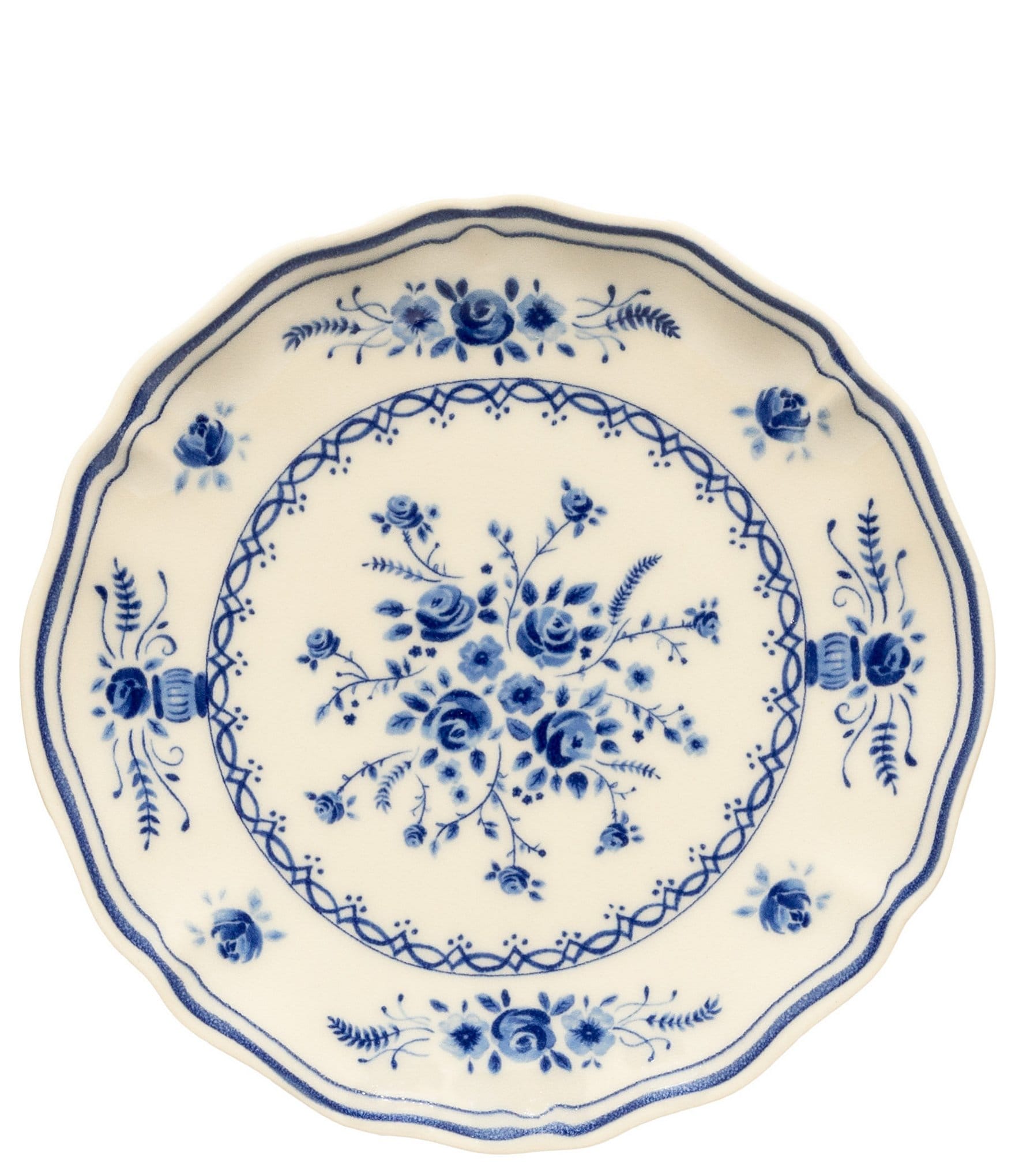 Costa Nova Vila Collection Vintage Inspired Floral Motif Appetizer Plates, Set of 6