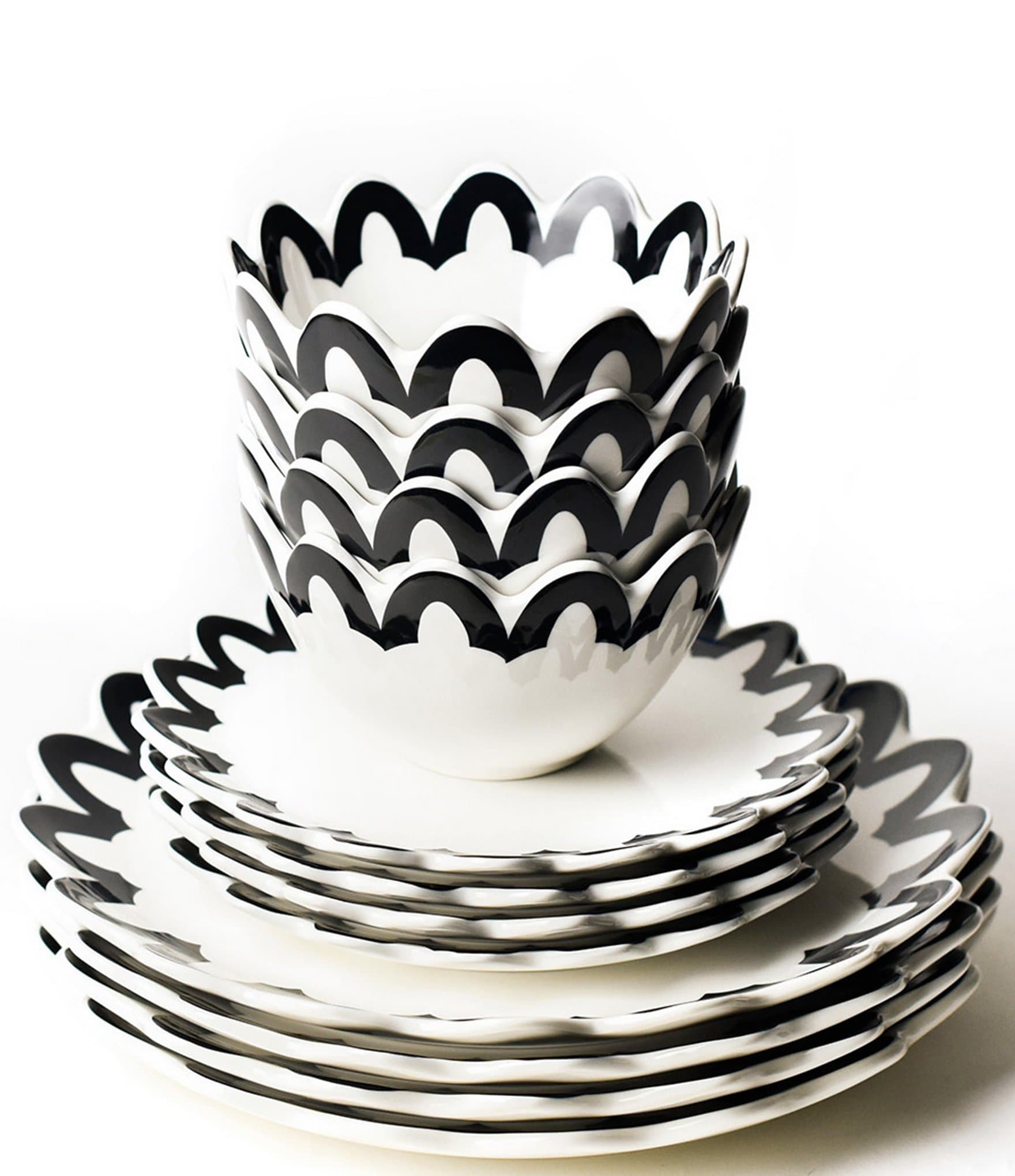 Coton Colors Arabesque Collection Scalloped 12-Piece Dinnerware Set
