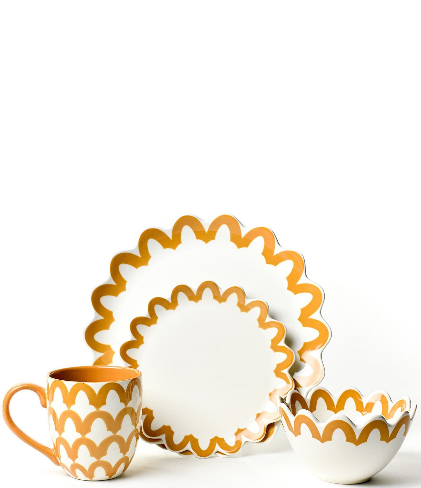 Coton Colors Arabesque Collection Scalloped 4-Piece Place Setting