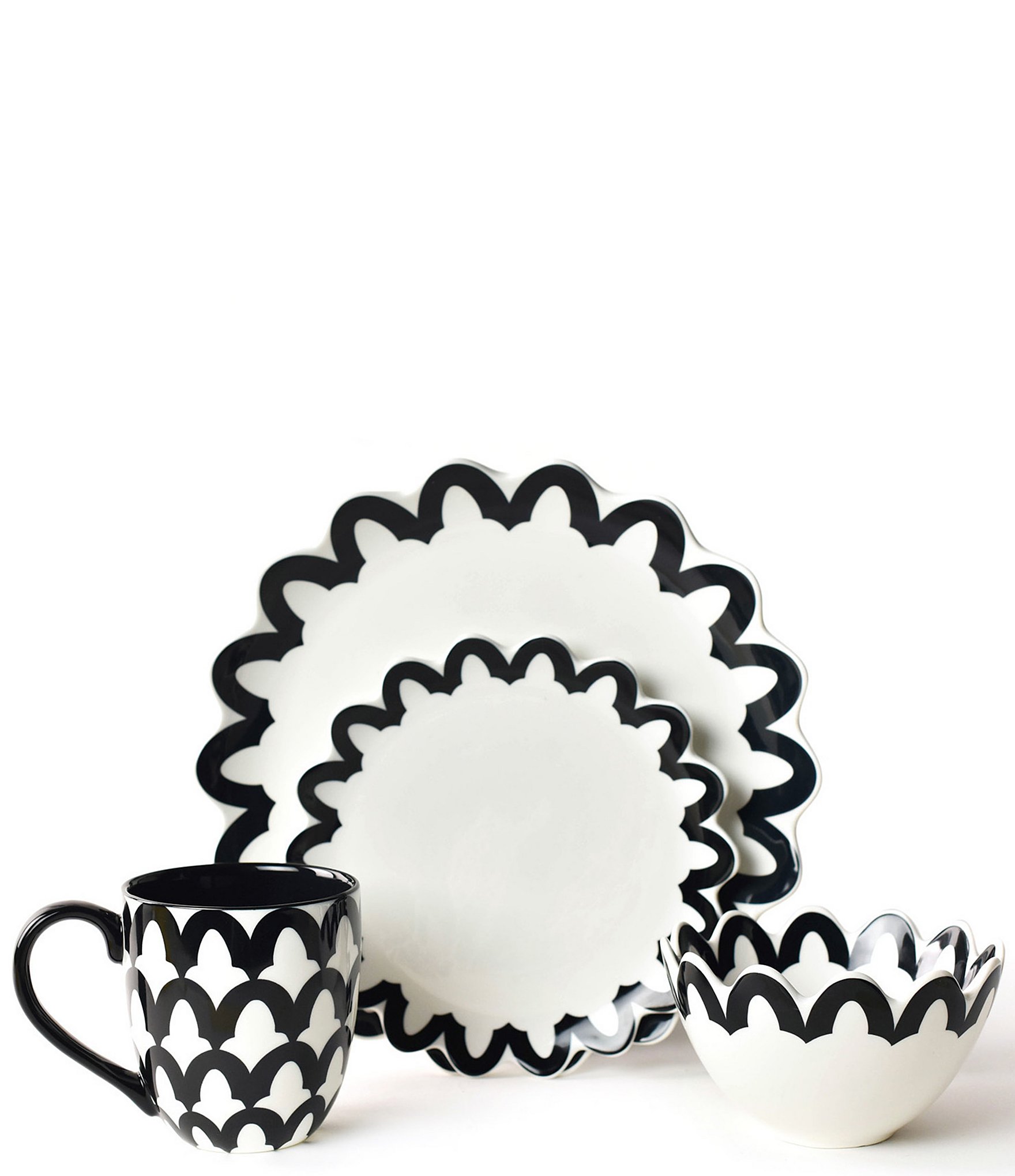 Coton Colors Arabesque Collection Scalloped 4-Piece Place Setting