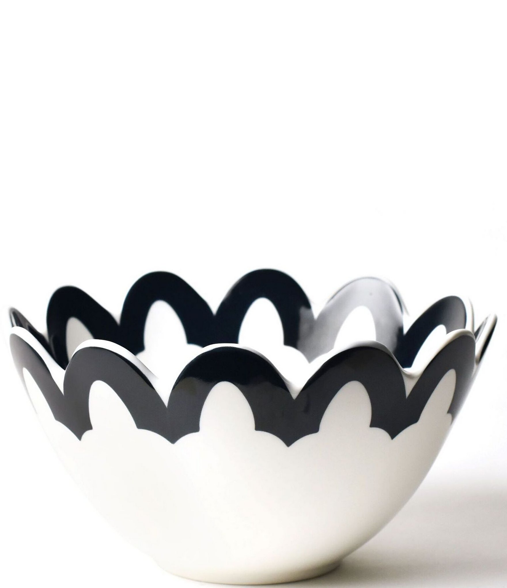 Coton Colors Black Arabesque Scallop Bowl, 9-inch