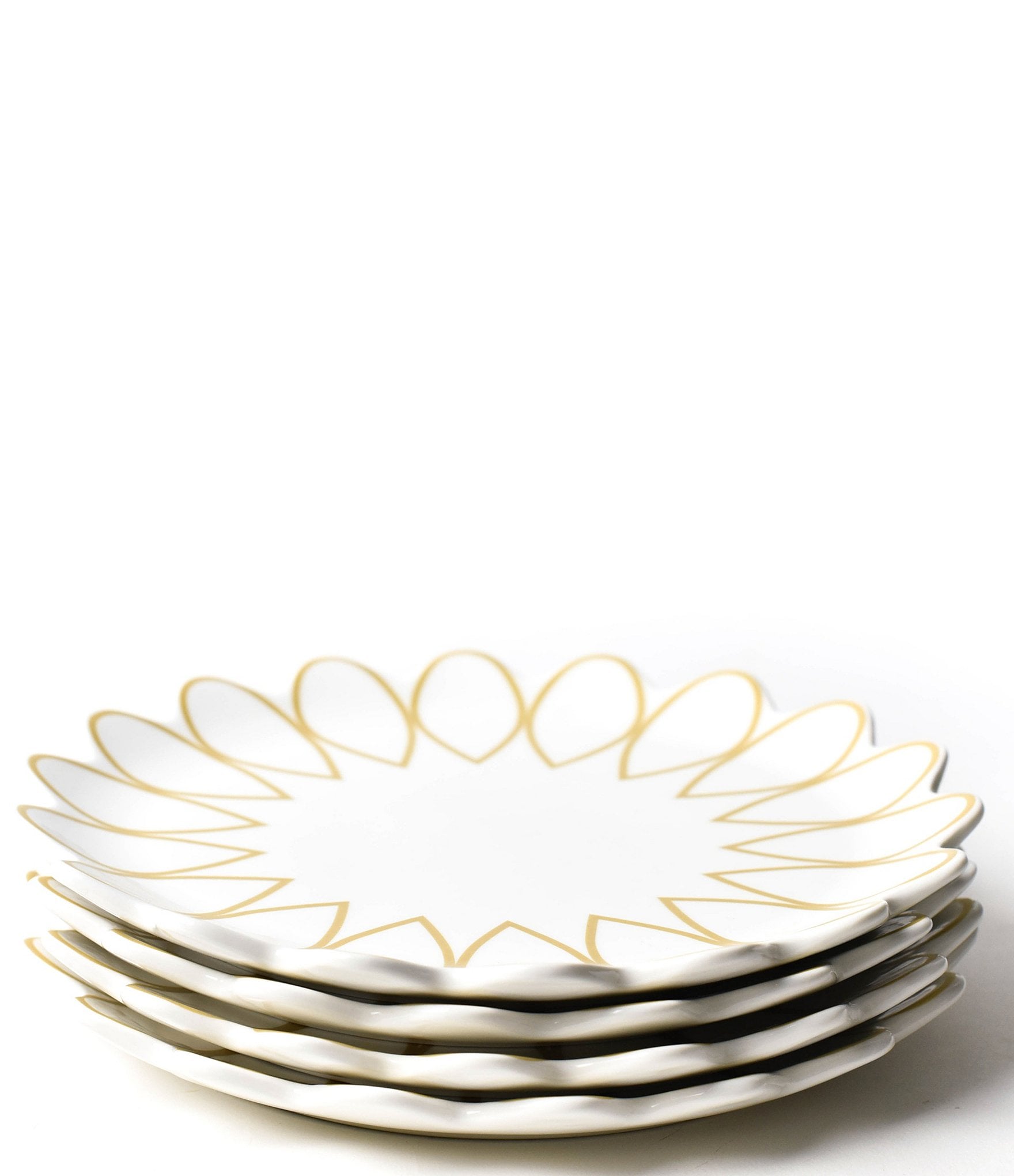 Coton Colors Deco Gold Scallop Dinner Plates, Set of 4