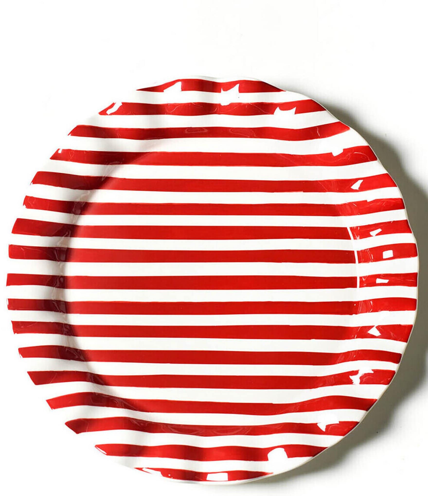Coton Colors Red Stripe Ruffle Round Platter