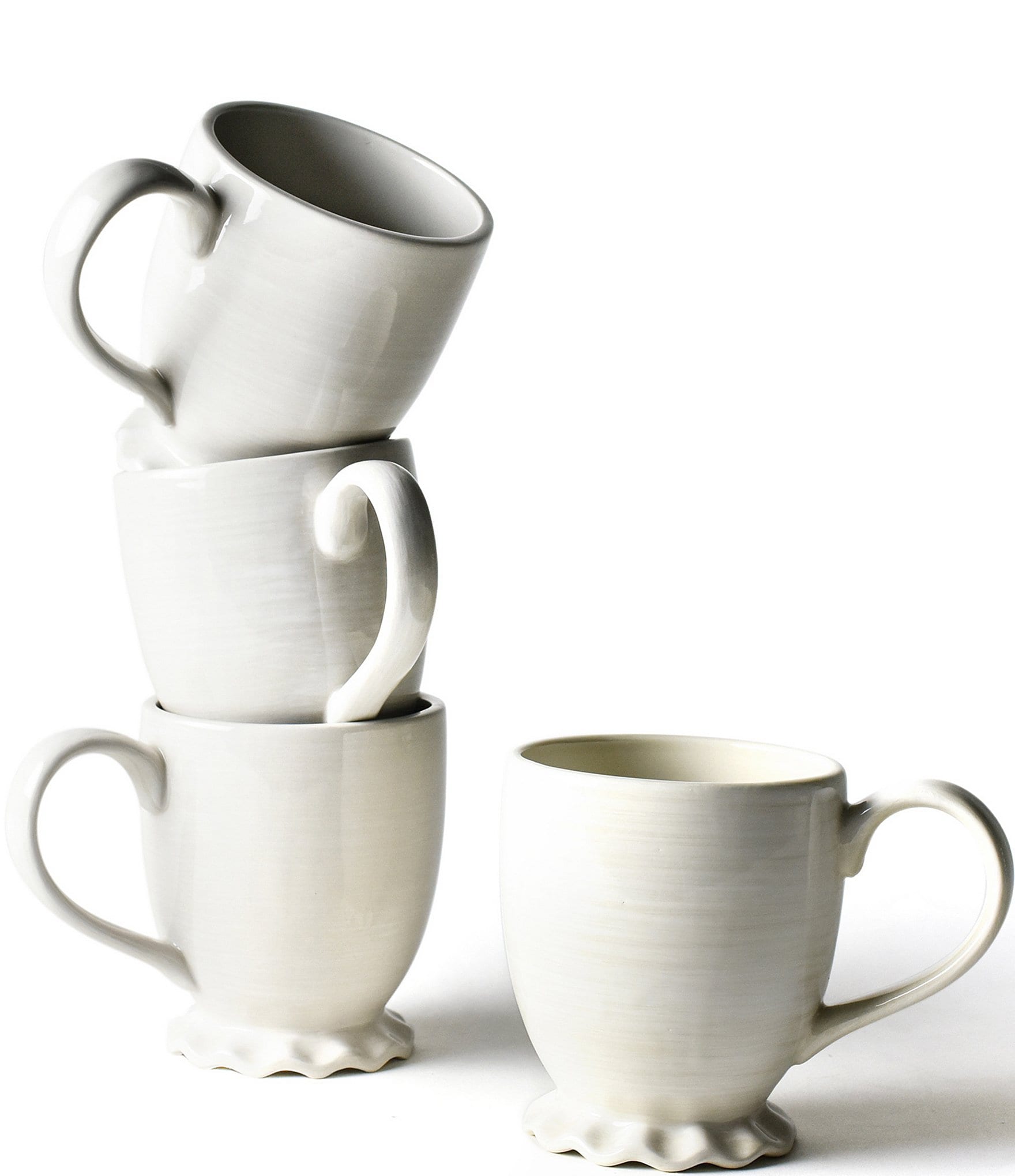 Coton Colors Signature White Ruffle Mug, Set of 4