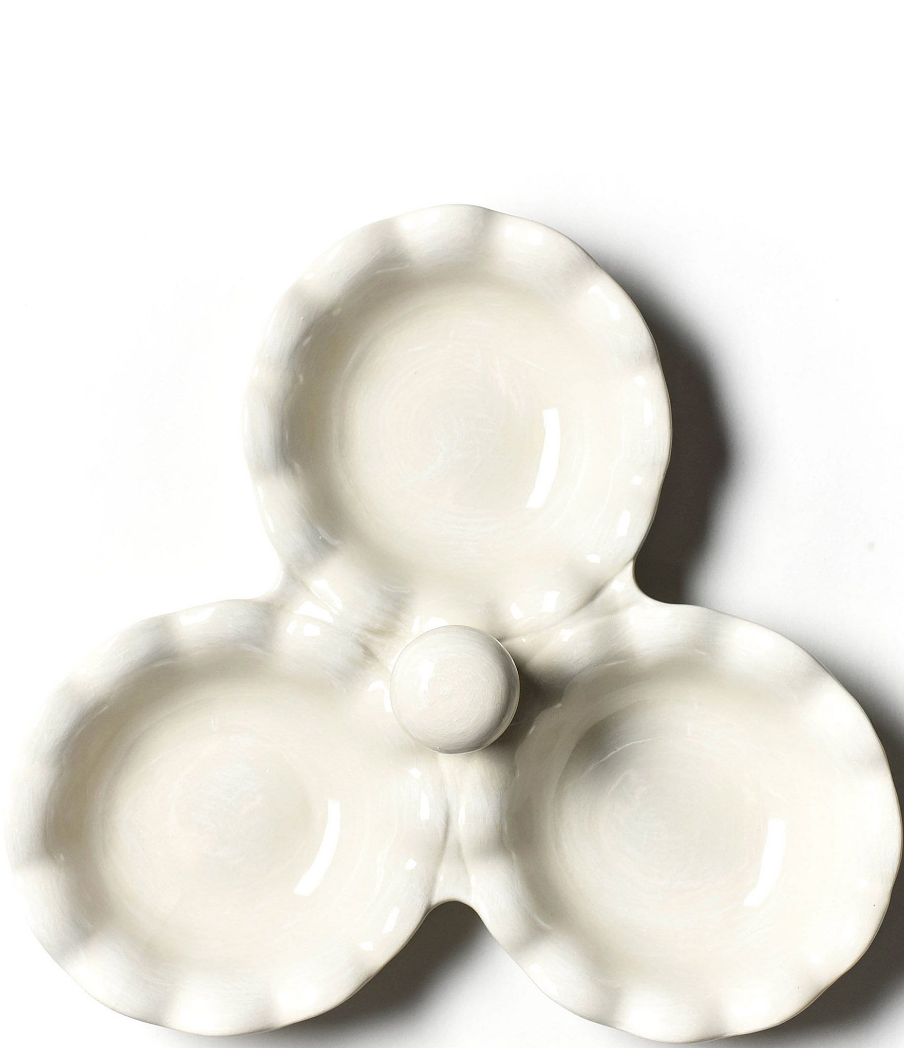 Coton Colors Signature White Ruffle Three Bowl Server