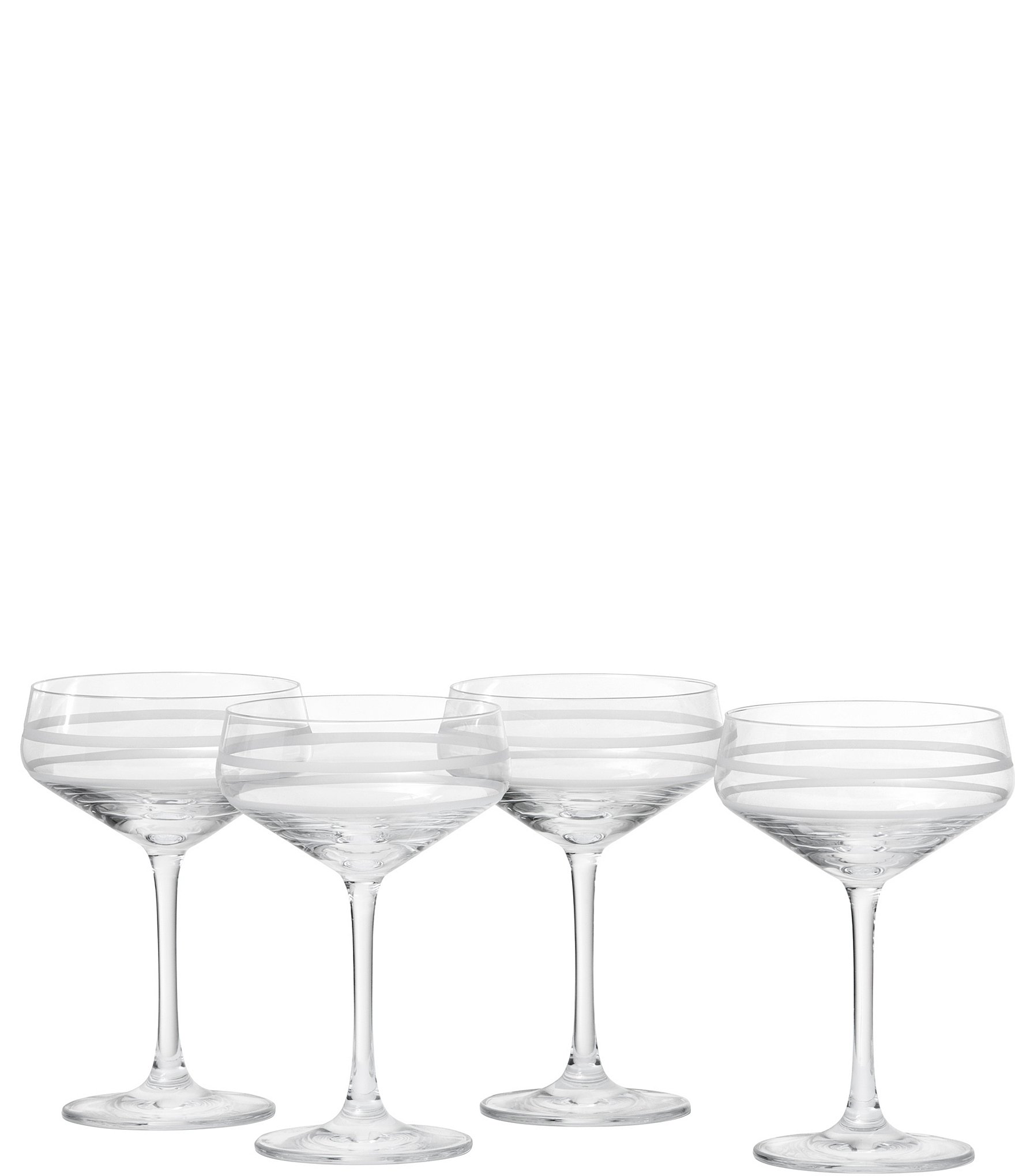 Set of 4 Modern Laser Cut Rim 5.5 Oz Champagne Glasses Made of Crystal With  Seamless Joints - Stephanie Imports