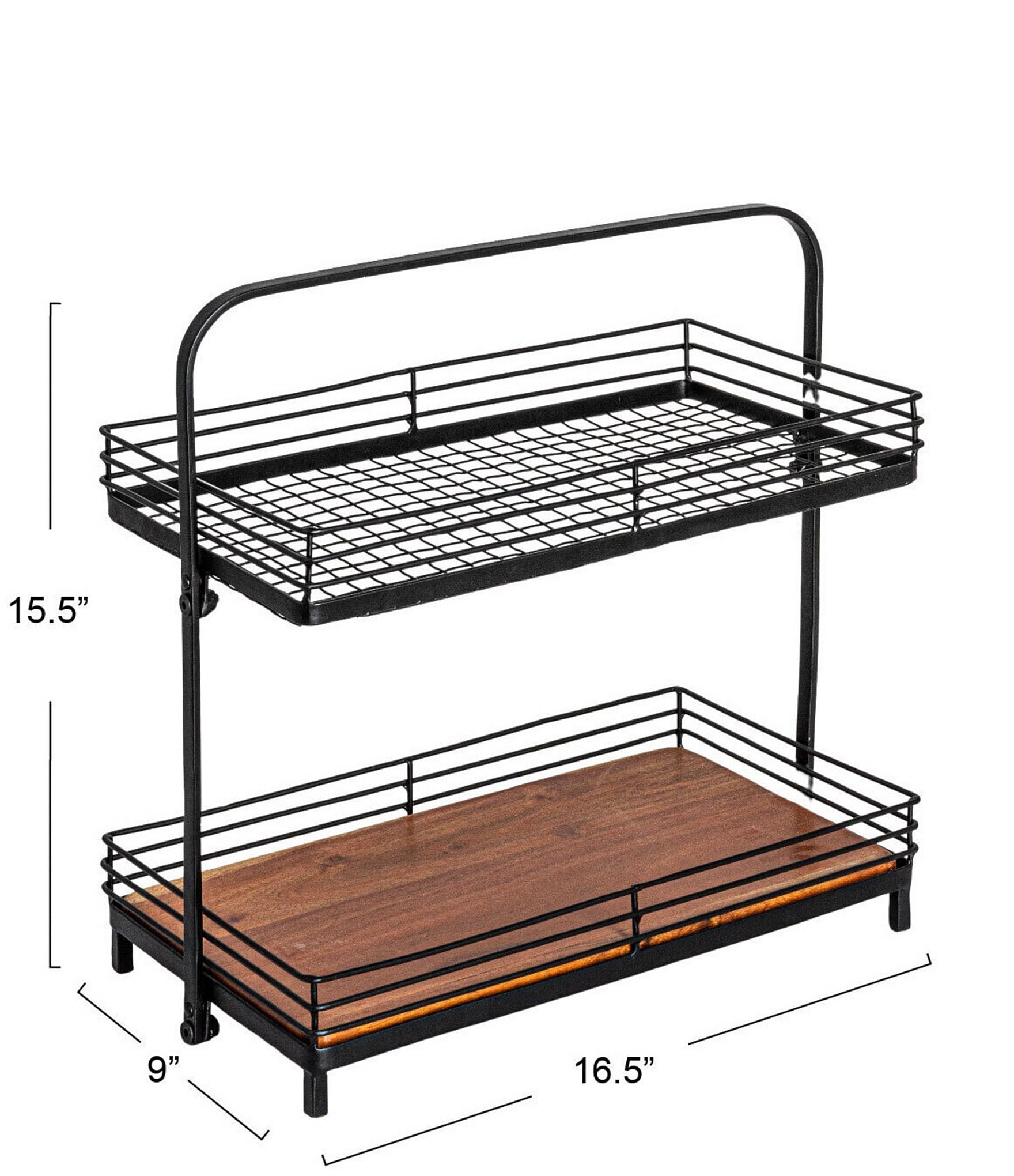 Creative Co Op Acacia Wood & Metal 2-Tier Stand