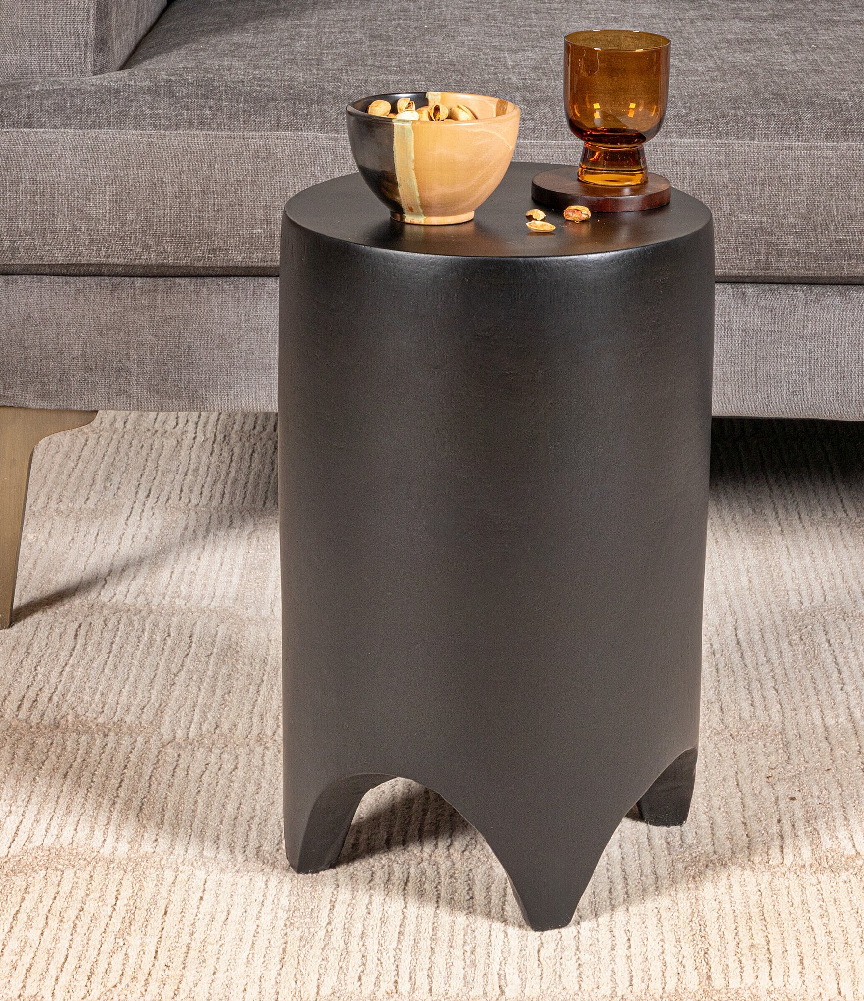 Creative Co Op Hand-Carved Wood Side Accent Table