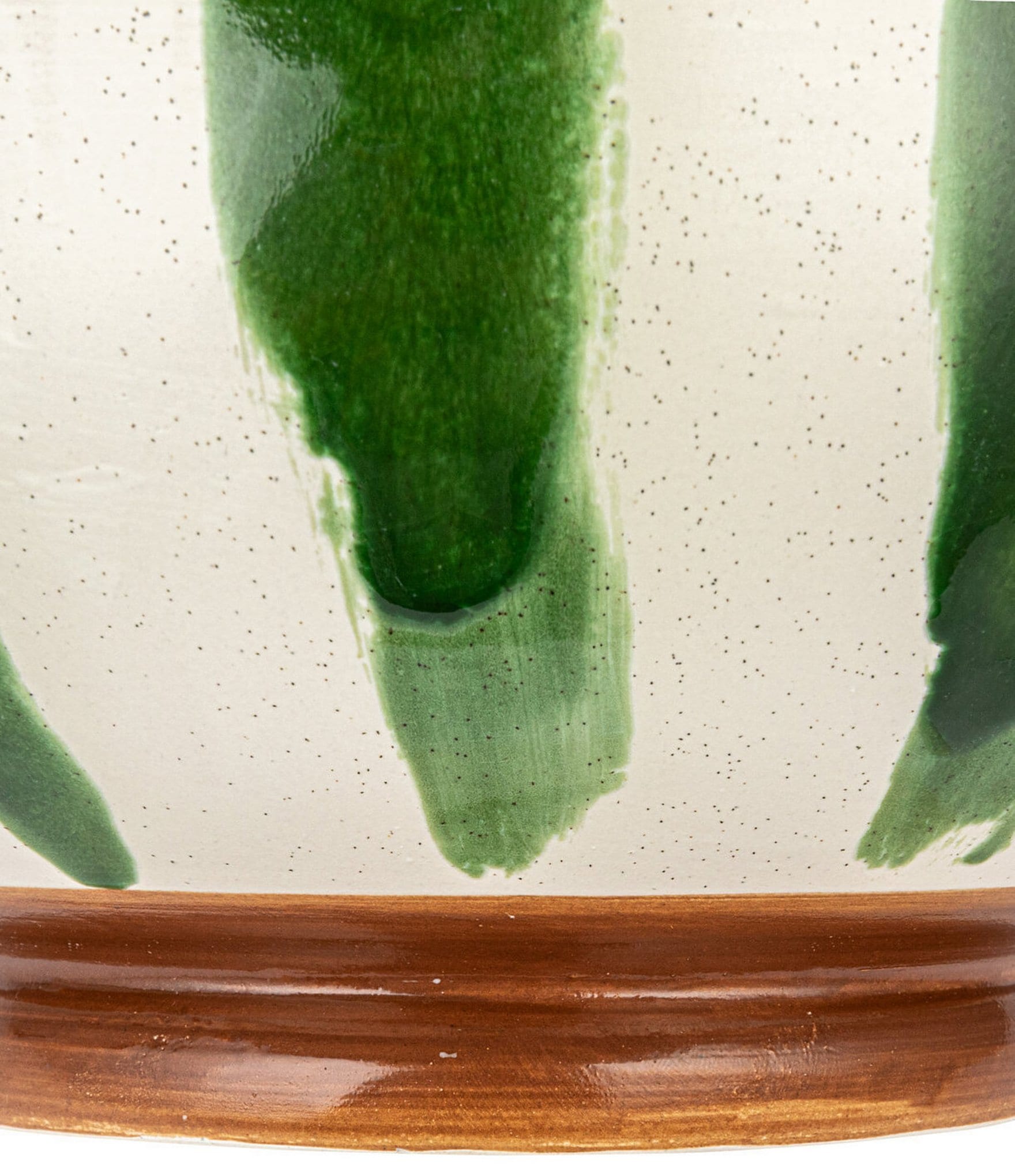 Creative Co Op Hand-Painted Stoneware Footed Bowl with Stripes