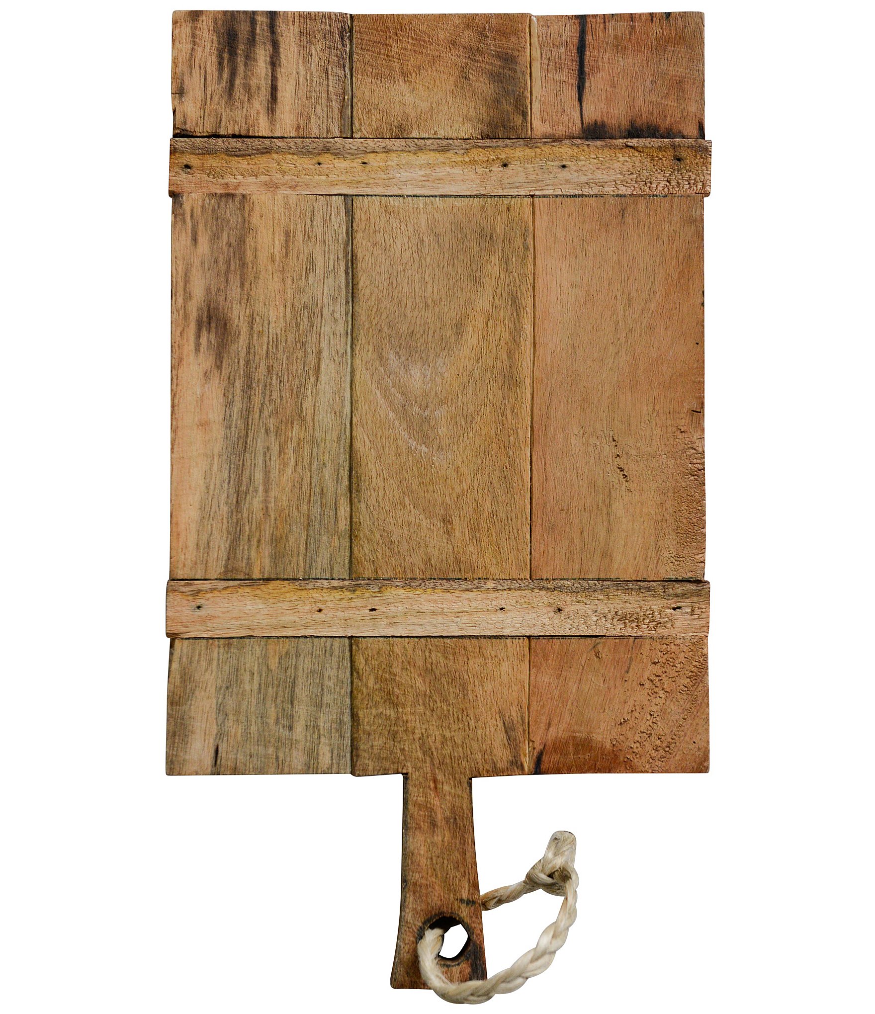 Creative Co-op Wide Whitewashed Mango Wood Rectangle Cheese/Cutting Board with Handle