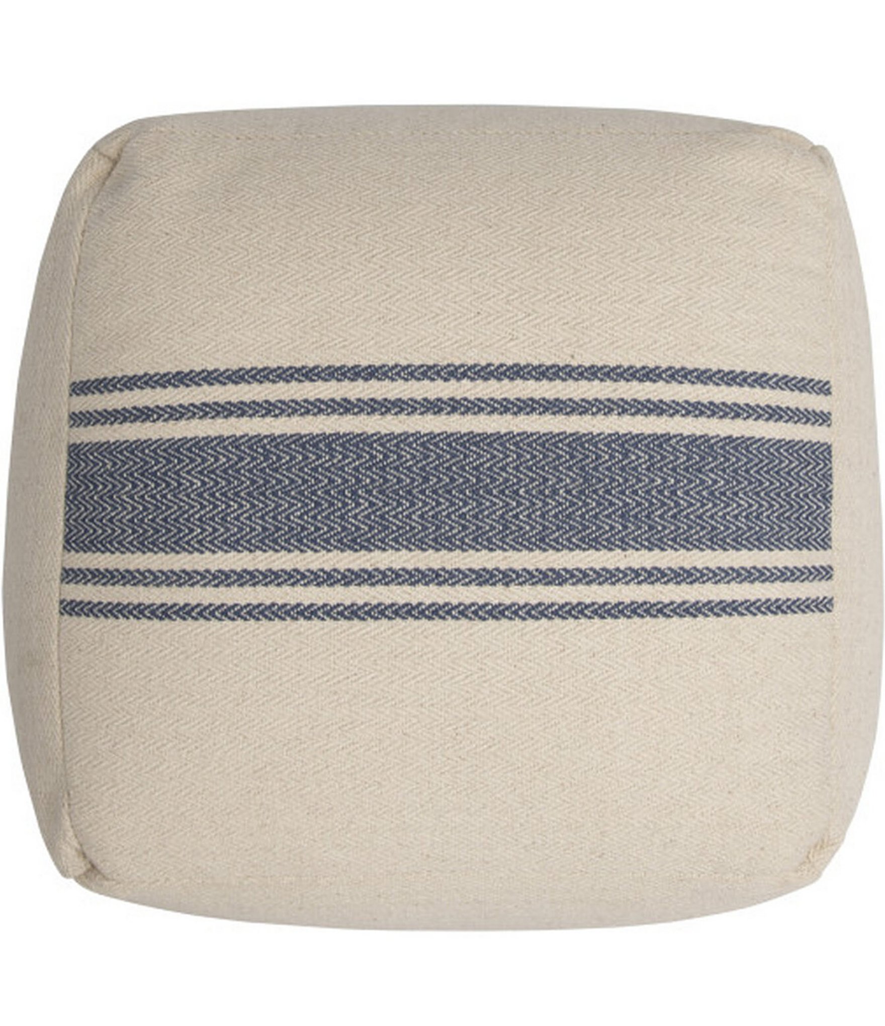 Creative Co Op Striped Square Cotton Canvas Pouf