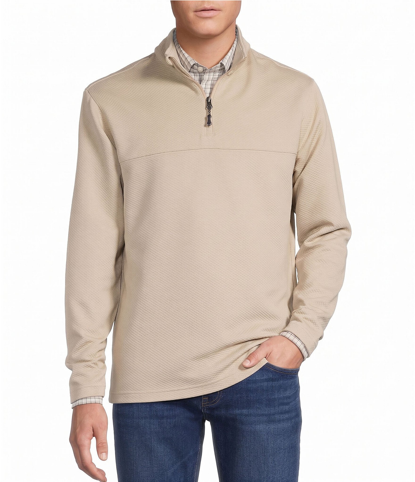 Cremieux Big & Tall Blue Label Textured Quarter Zip Pullover