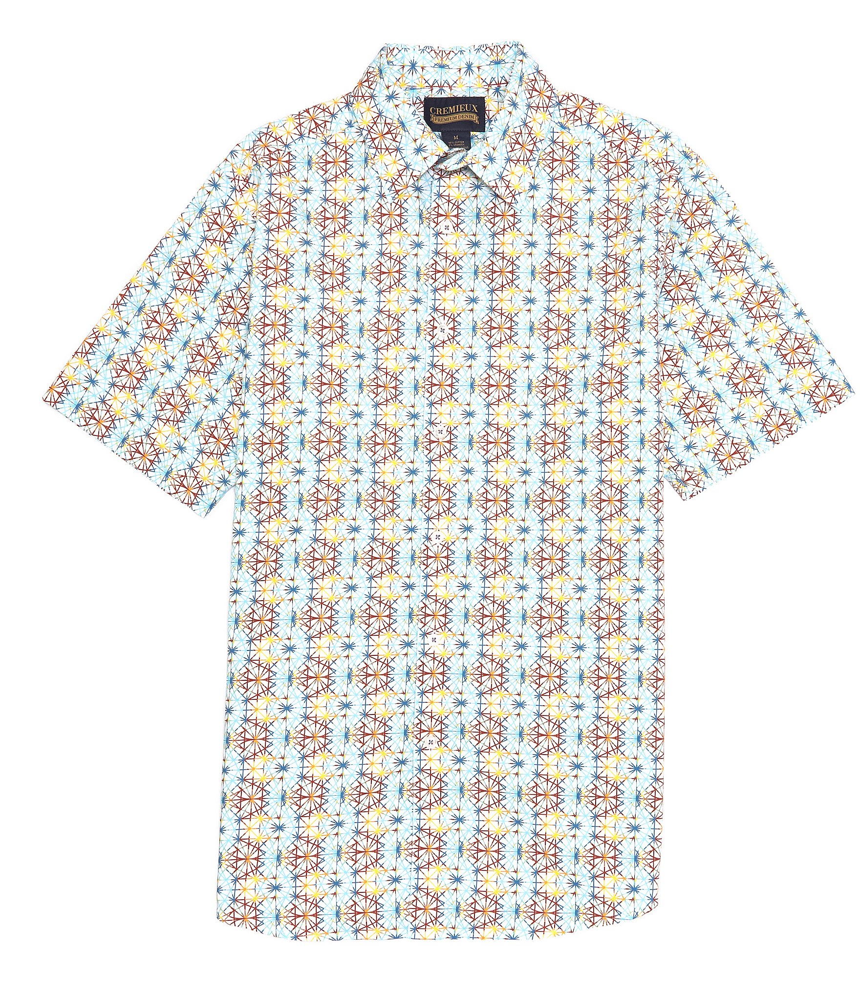 Cremieux Big & Tall Bright White Paisley Stretch Short Sleeve Shirt ...