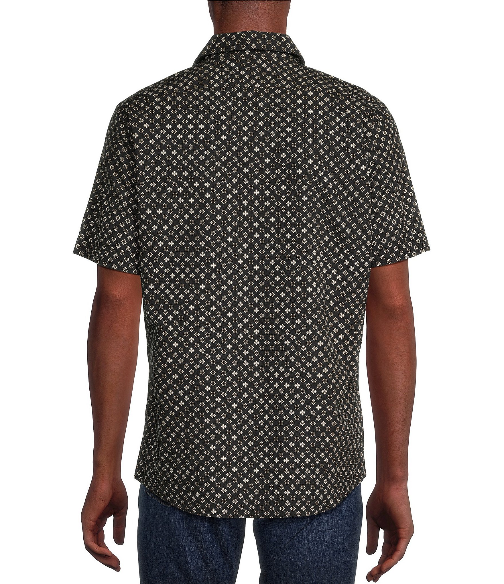 Cremieux Big & Tall Geometric Printed Stretch Short Sleeve Woven Shirt