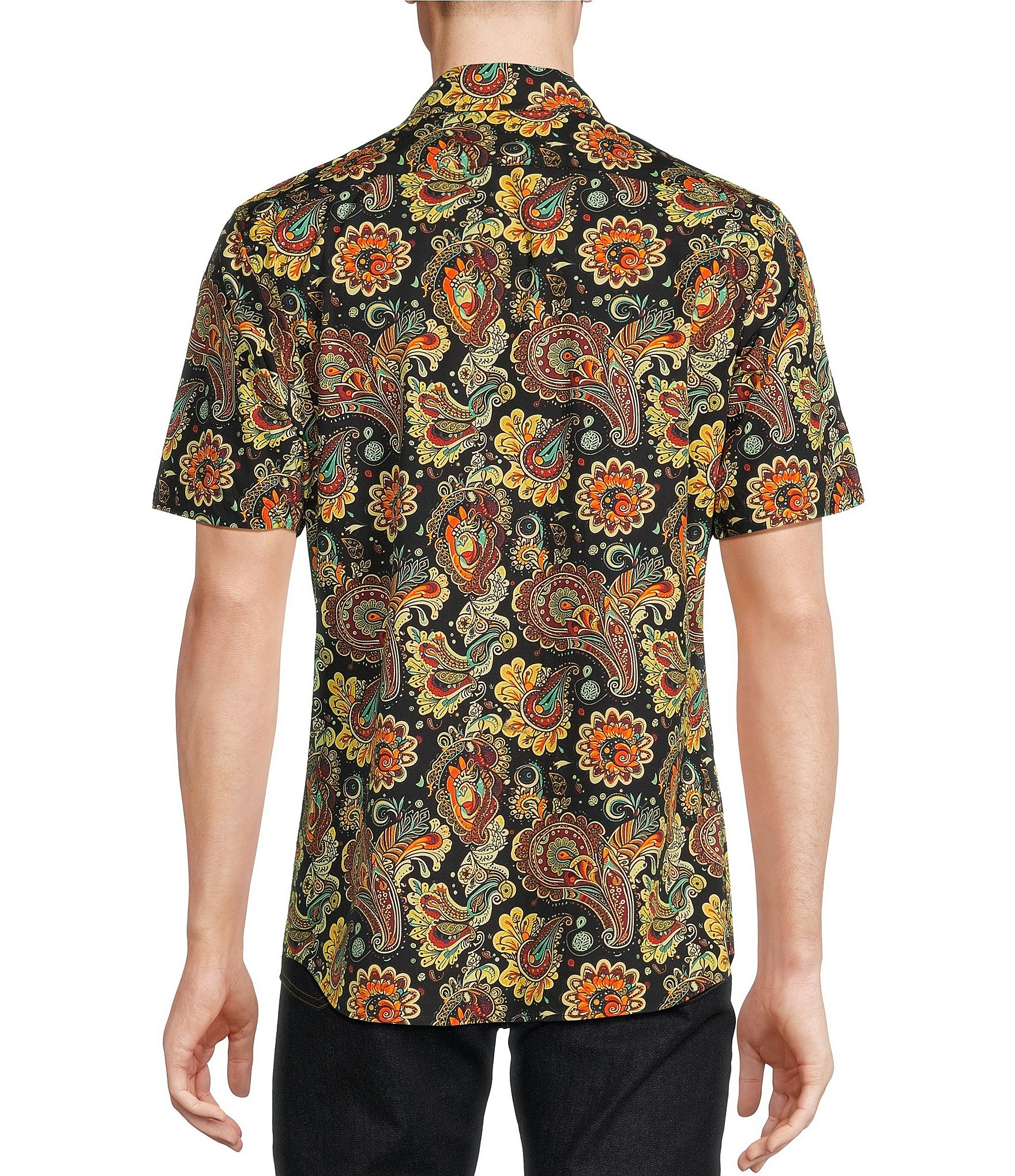 Cremieux Big & Tall Paisley Printed Short Sleeve Stretch Woven Shirt