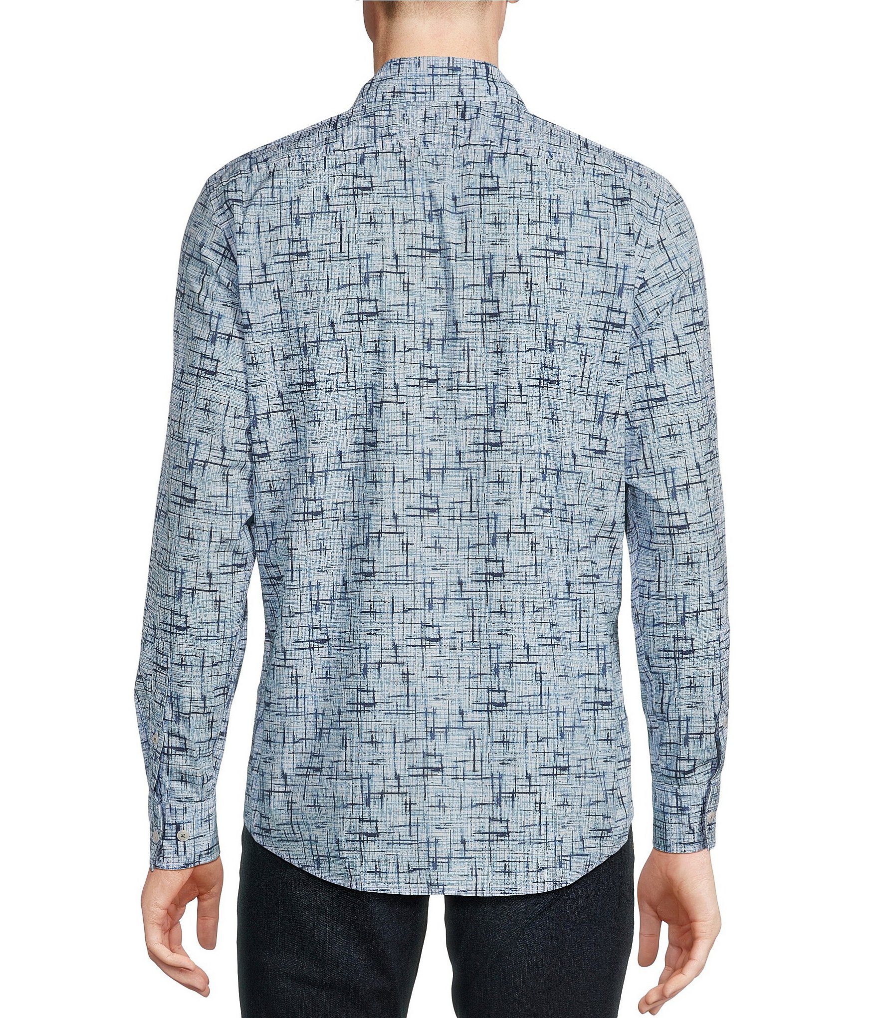 Cremieux Big & Tall Premium Denim Stretch Abstract Print Long Sleeve Woven Shirt