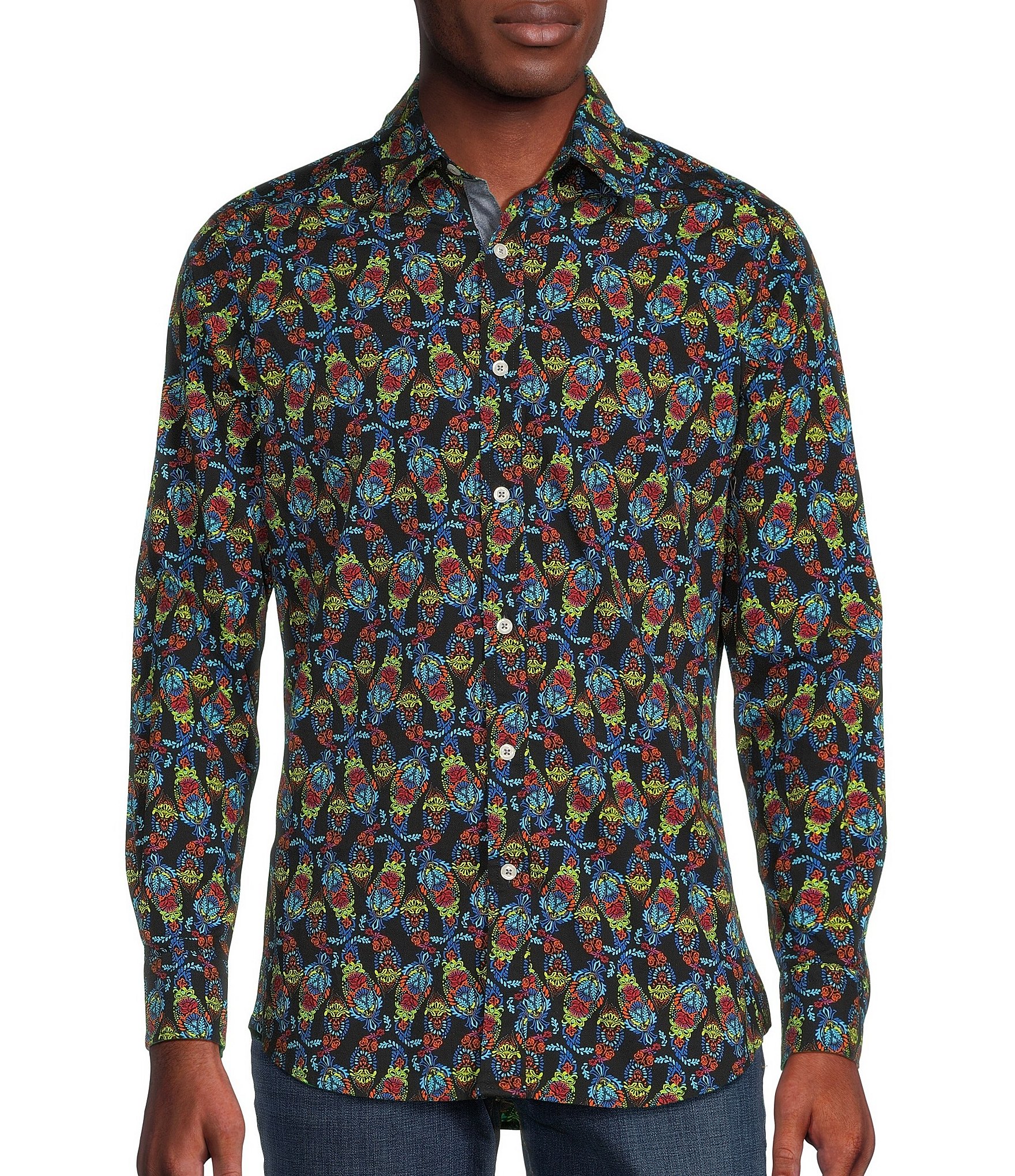 Cremieux Big & Tall Stretch Long Sleeve Paisley Print Woven Shirt