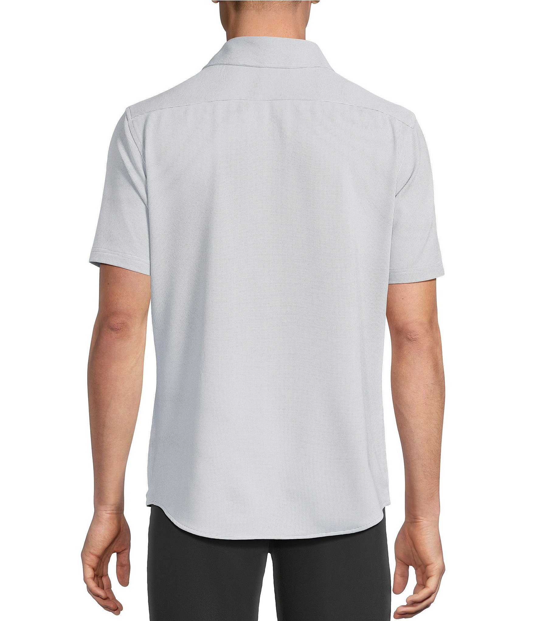 Cremieux Blue Label Big & Tall Micro-Stripe Brrr°® Jacquard Button Front Short Sleeve Woven Shirt