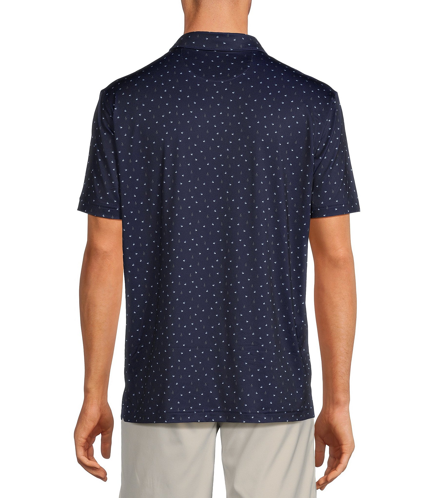 Cremieux Blue Label Big & Tall Performance Stretch Fish Print Short Sleeve Polo Shirt