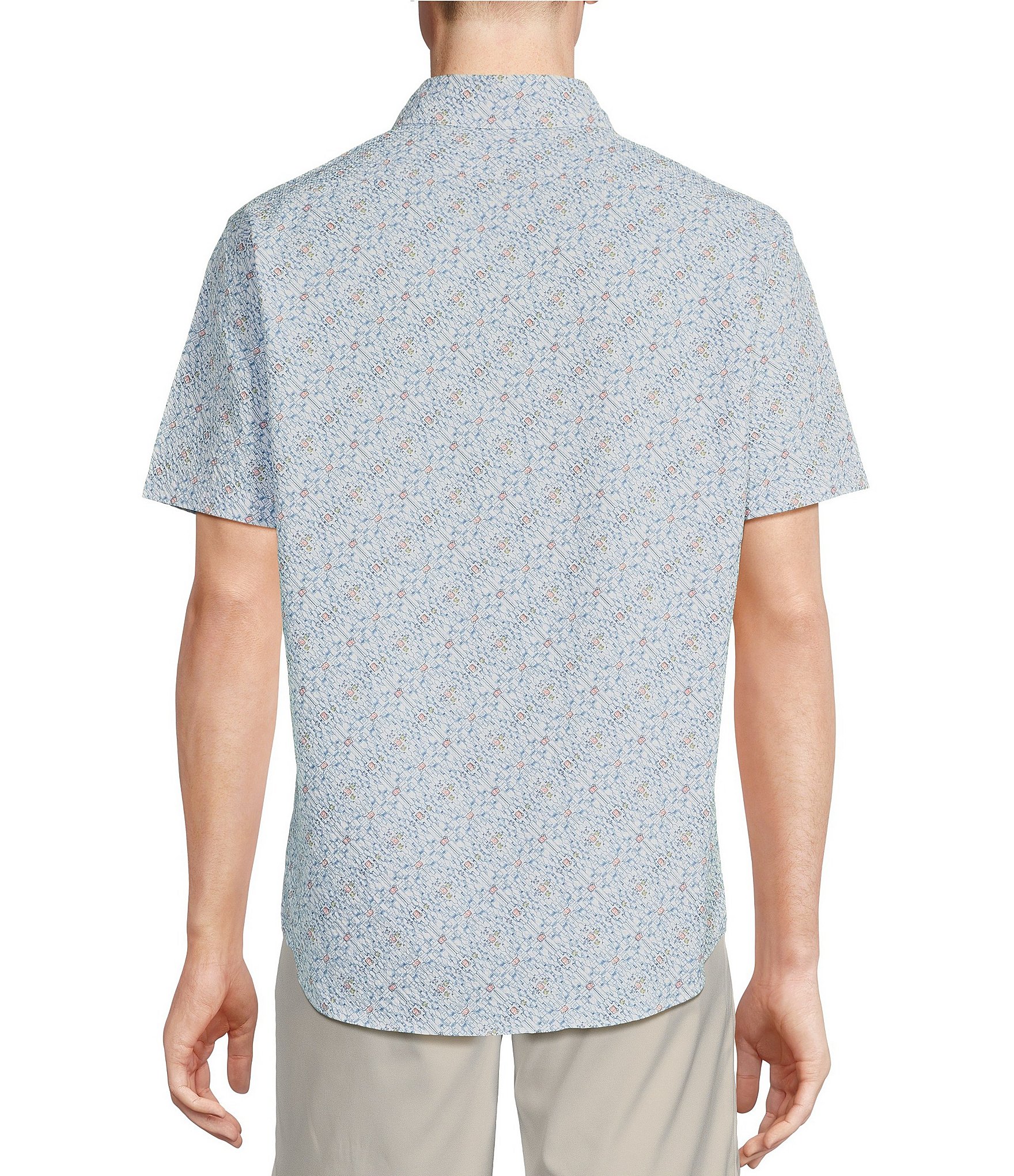 Cremieux Blue Label Big & Tall Performance Stretch Printed Seersucker Short Sleeve Woven Shirt