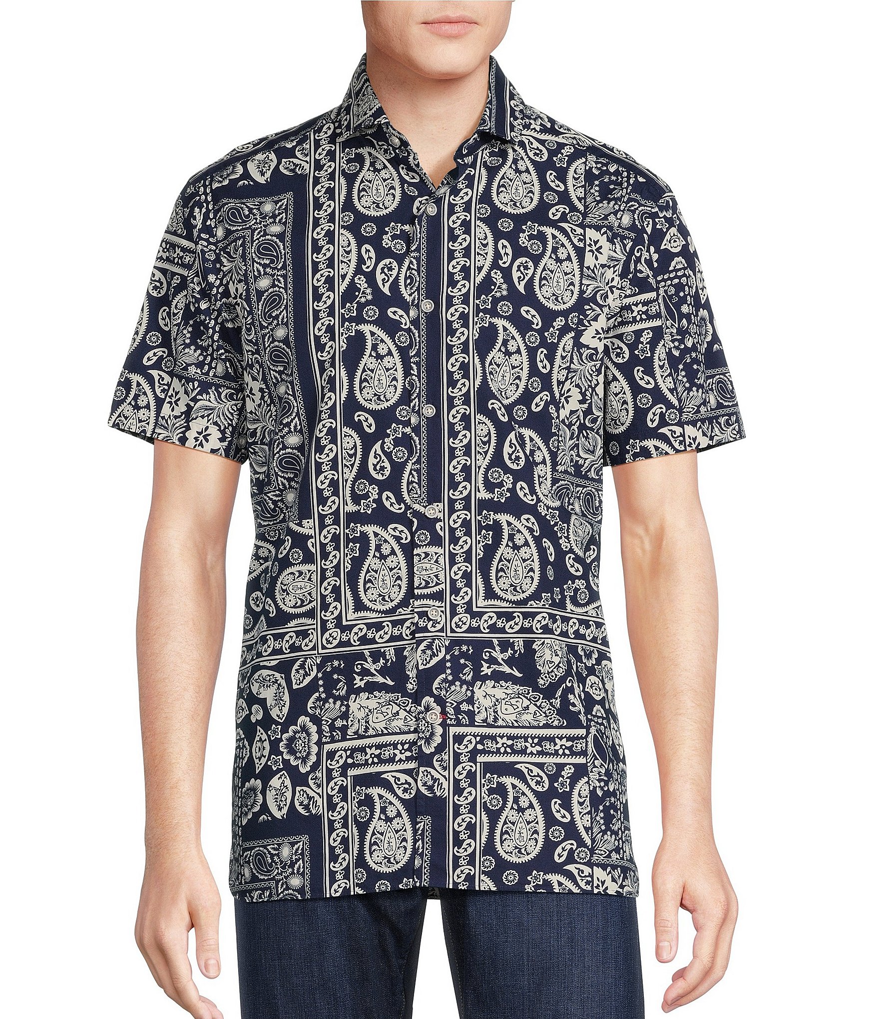 Cremieux Blue Label Block Island Collection Bandana Print Short Sleeve ...