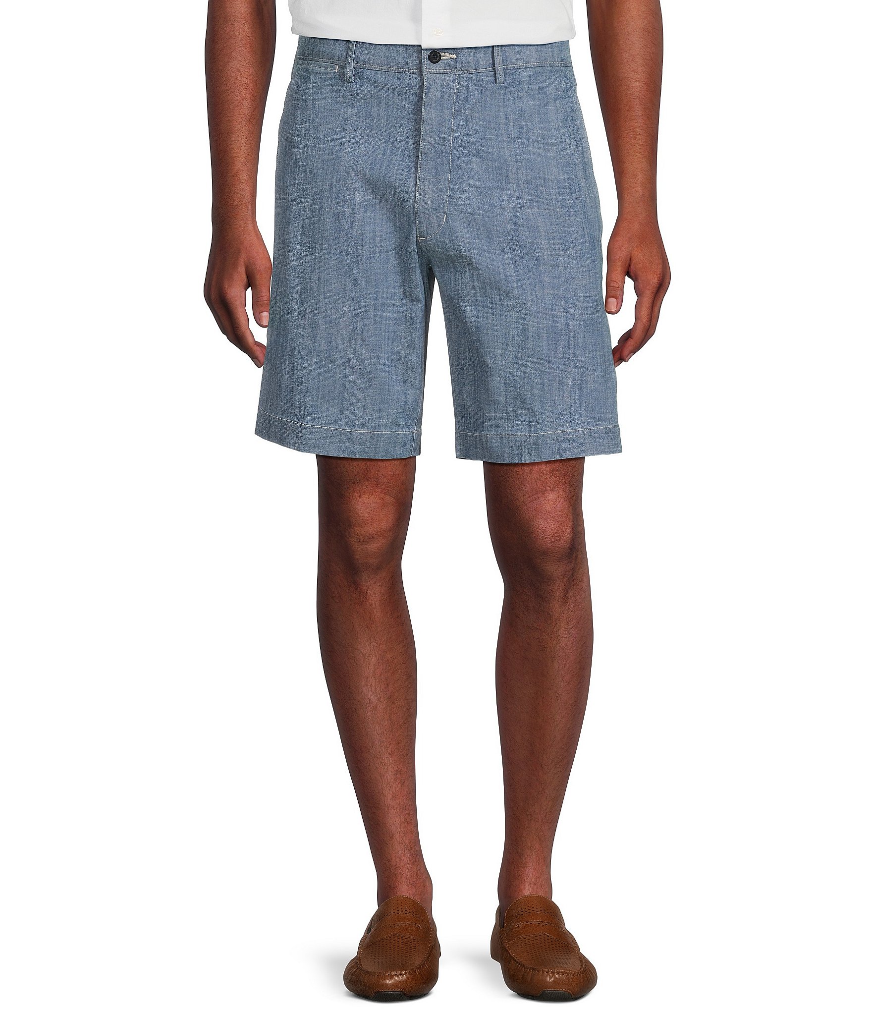 Cremieux Blue Label Block Island Collection Chambray Denim Madison Classic Fit 9#double; Inseam Shorts