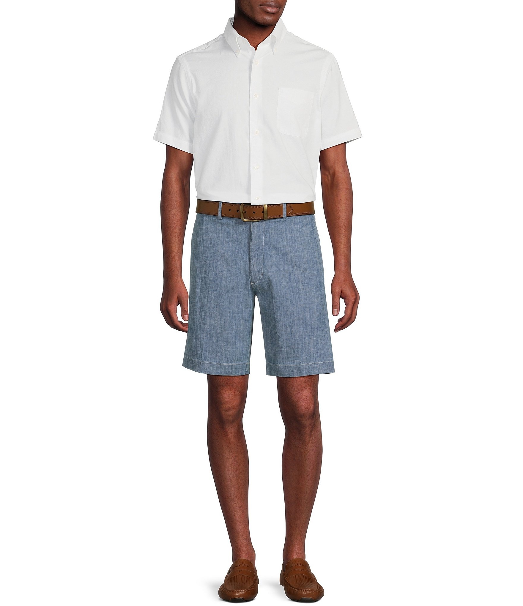 Cremieux Blue Label Block Island Collection Chambray Denim Madison Classic Fit 9#double; Inseam Shorts