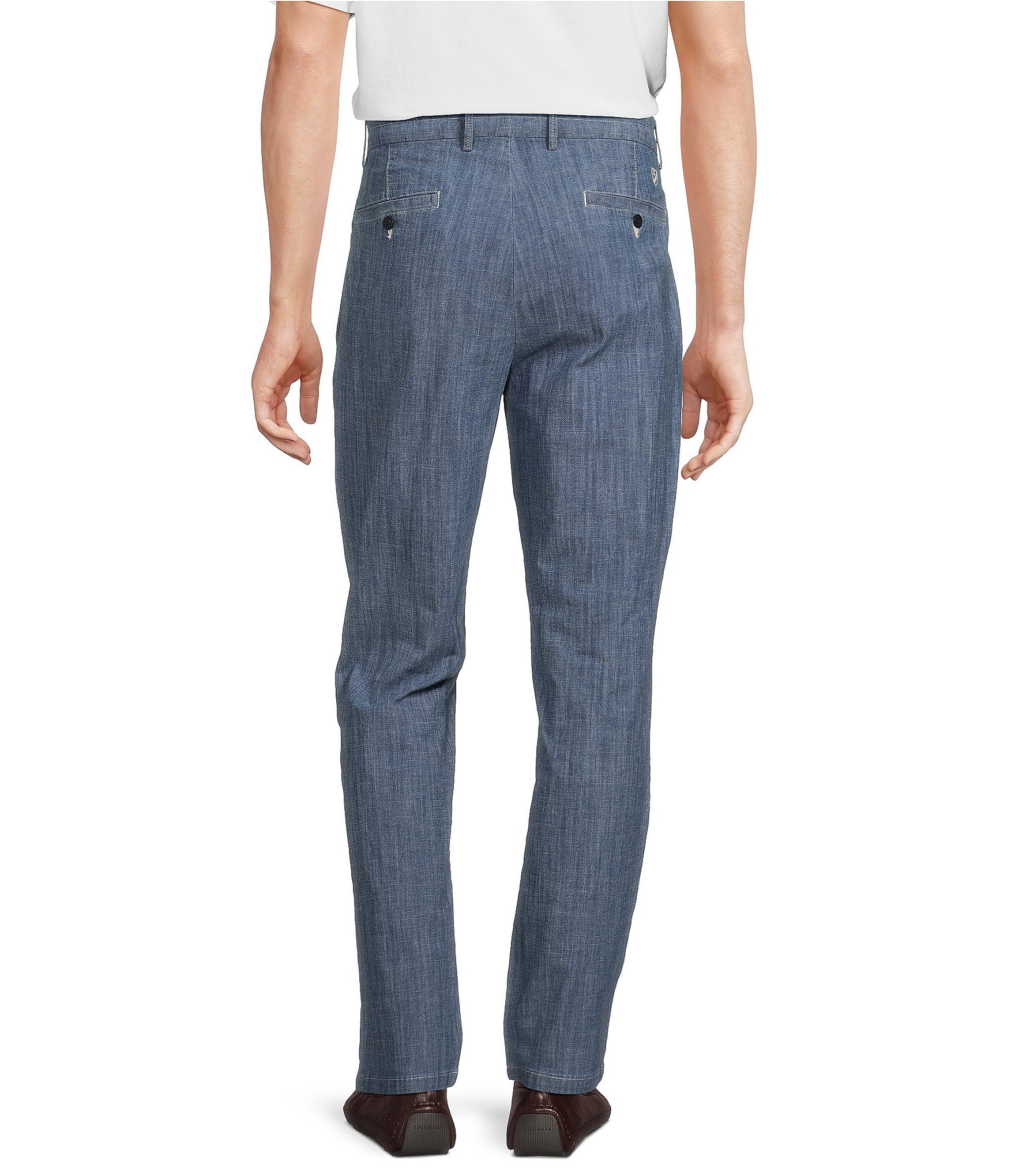 Cremieux Blue Label Block Island Collection Flat Front Chambray Pants