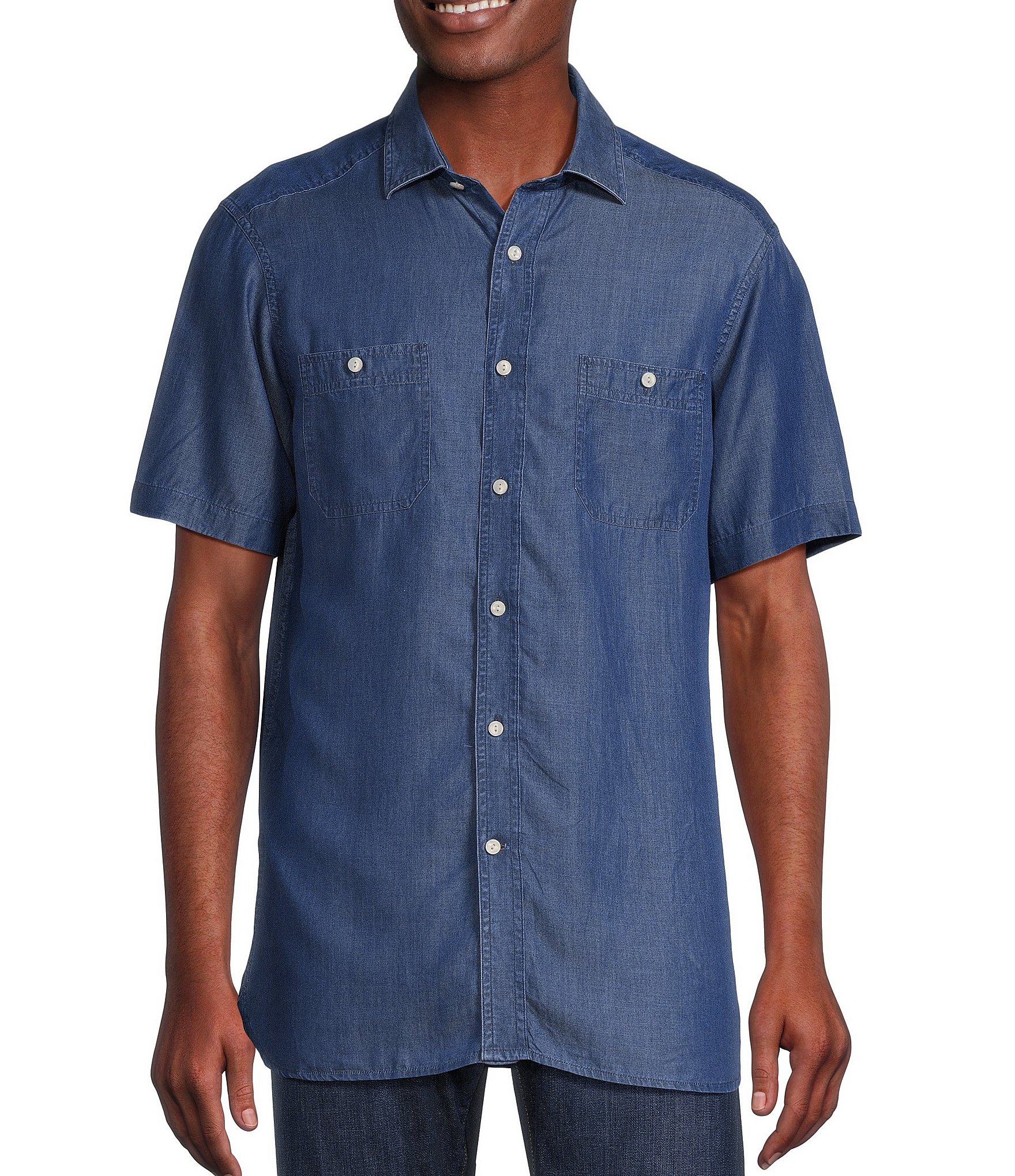 Cremieux Blue Label Block Island Collection Indigo Short Sleeve Woven ...