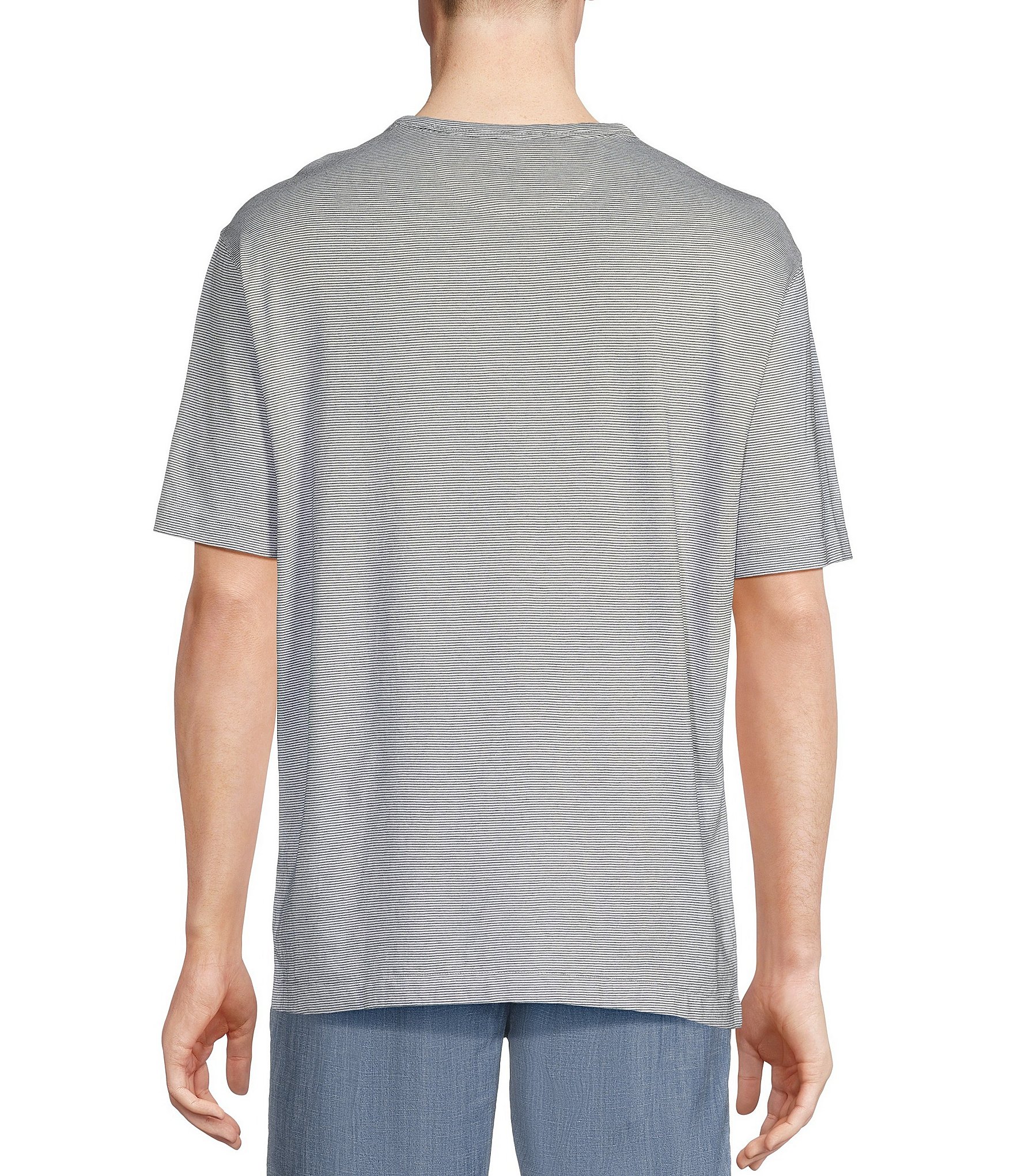 Cremieux Blue Label Block Island Collection Micro Stripe Slub Short Sleeve T-Shirt