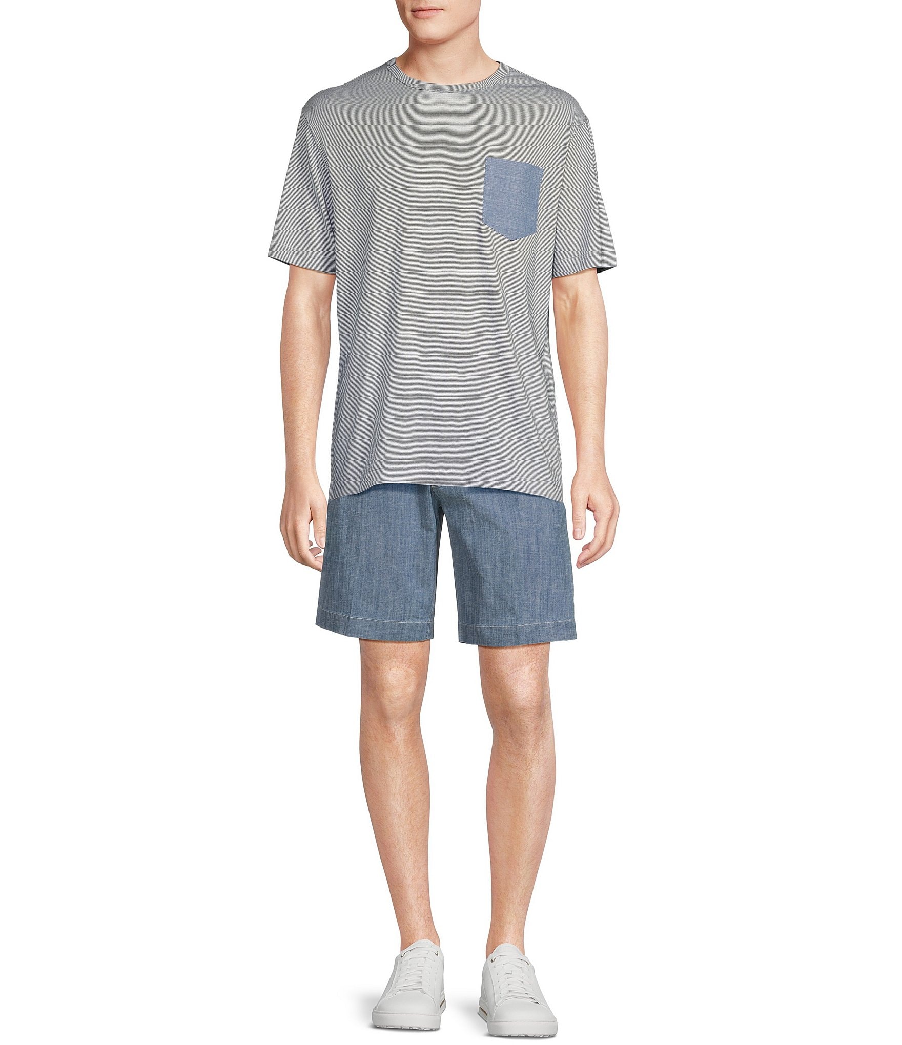 Cremieux Blue Label Block Island Collection Micro Stripe Slub Short Sleeve T-Shirt