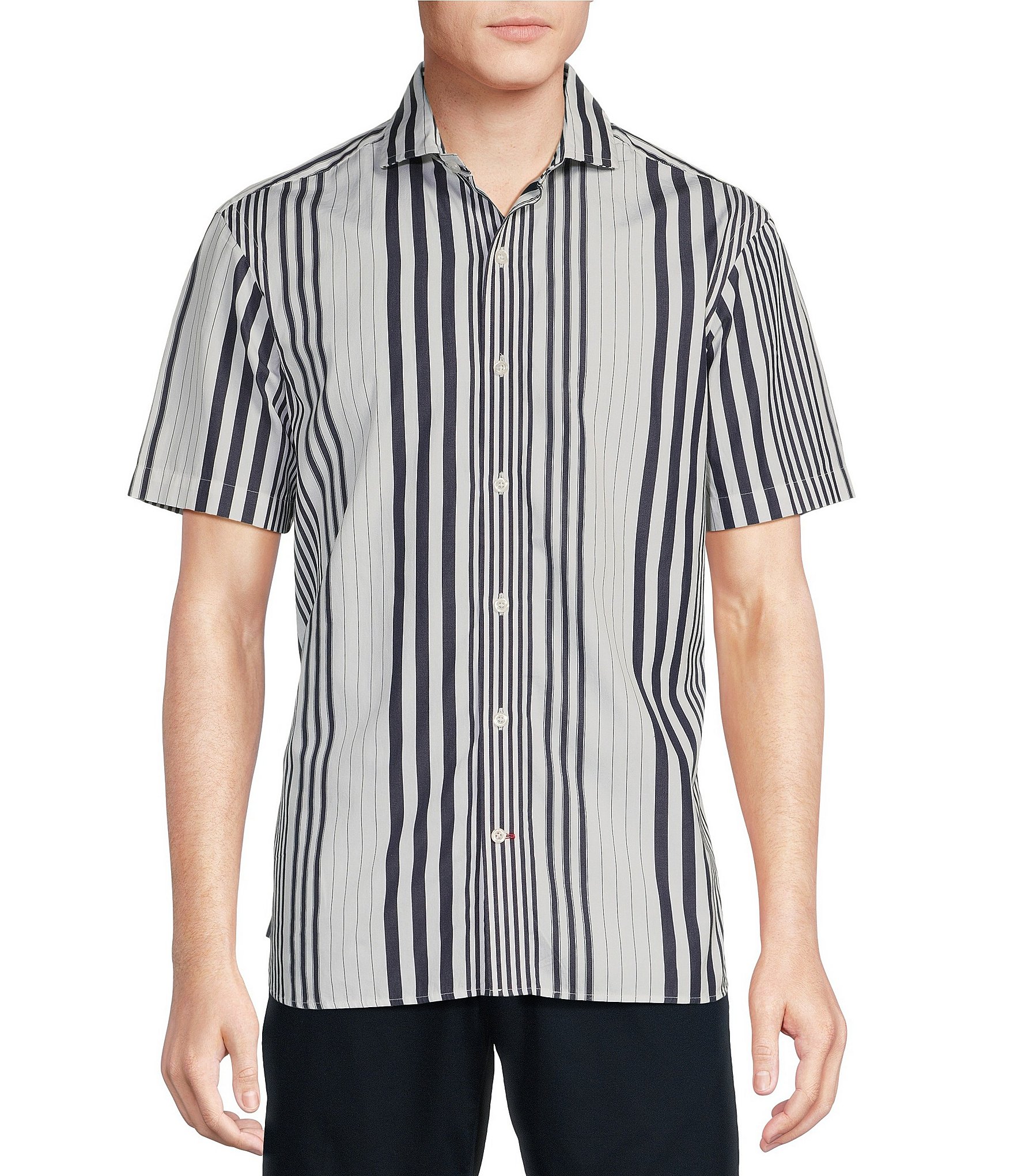 Cremieux Blue Label Block Island Collection Nautical Stripe Short Sleeve Woven Shirt