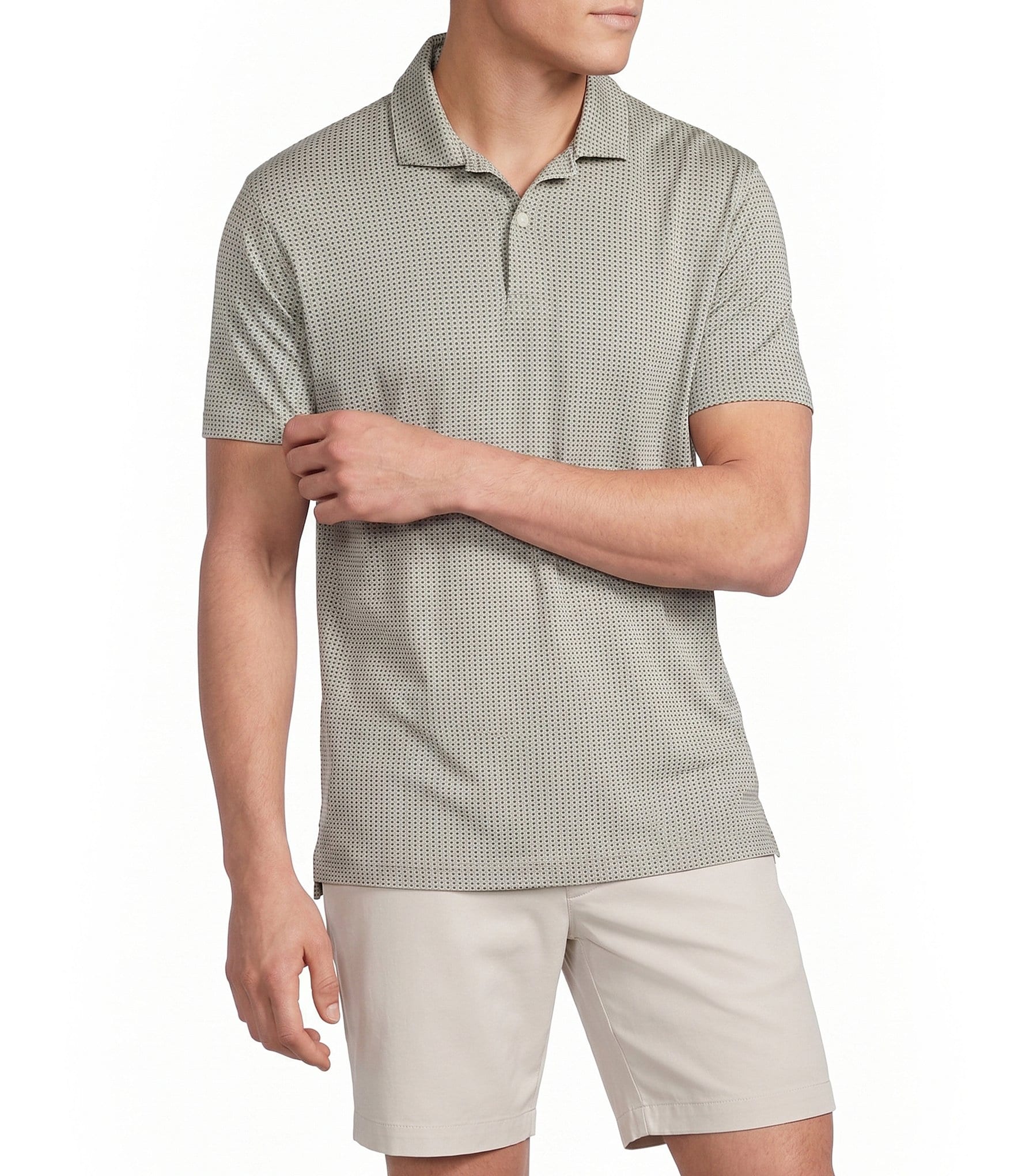 Cremieux Blue Label Circle Print Short Sleeve Polo Shirt