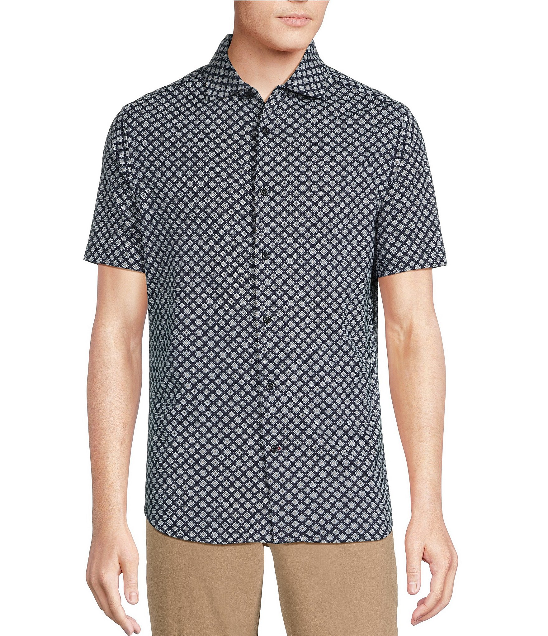 Cremieux Blue Label Classic Fit Medallion Print Short Sleeve Jersey ...