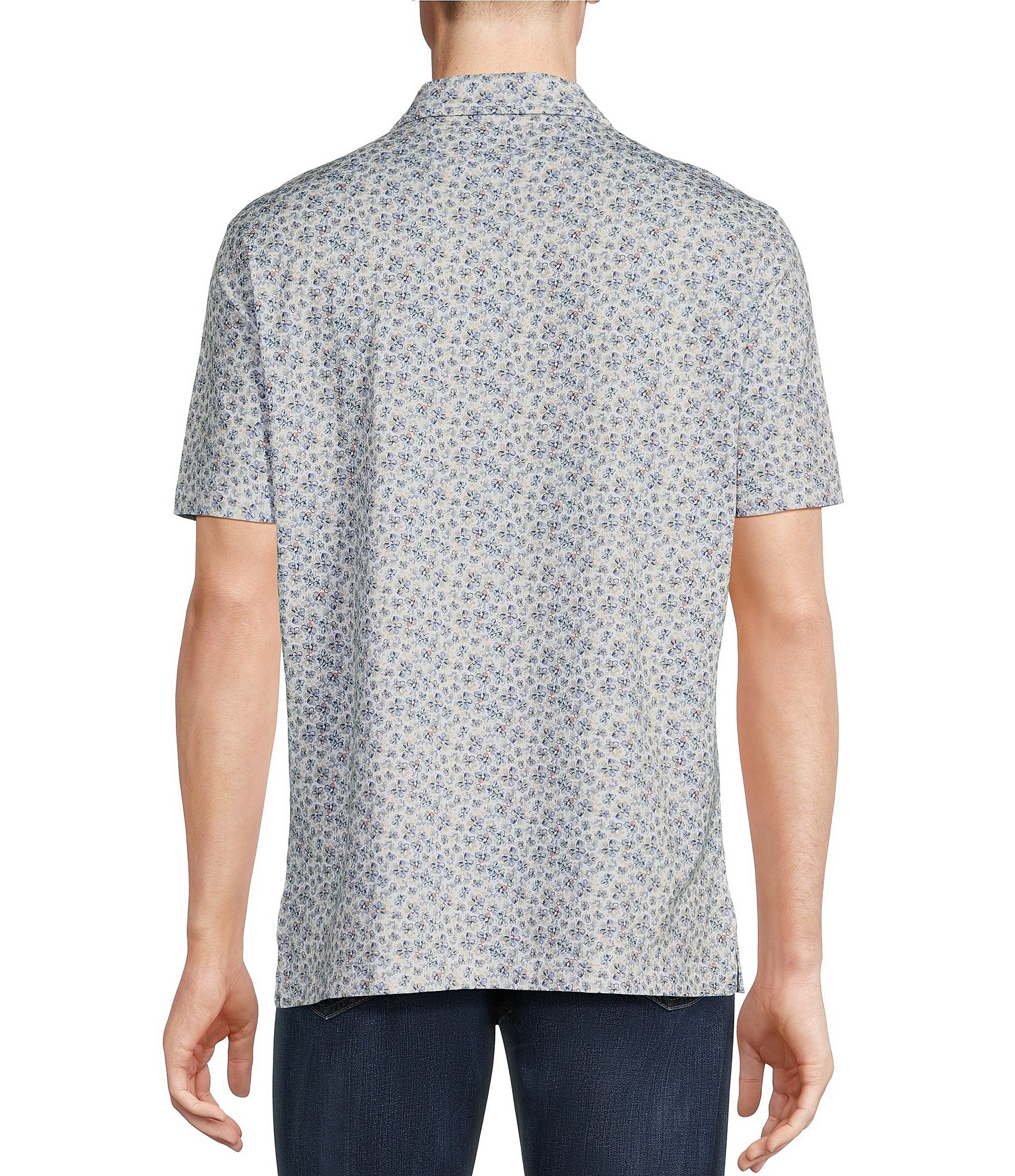 Cremieux Blue Label Classic Fit Paisley Jersey Short Sleeve Polo Shirt