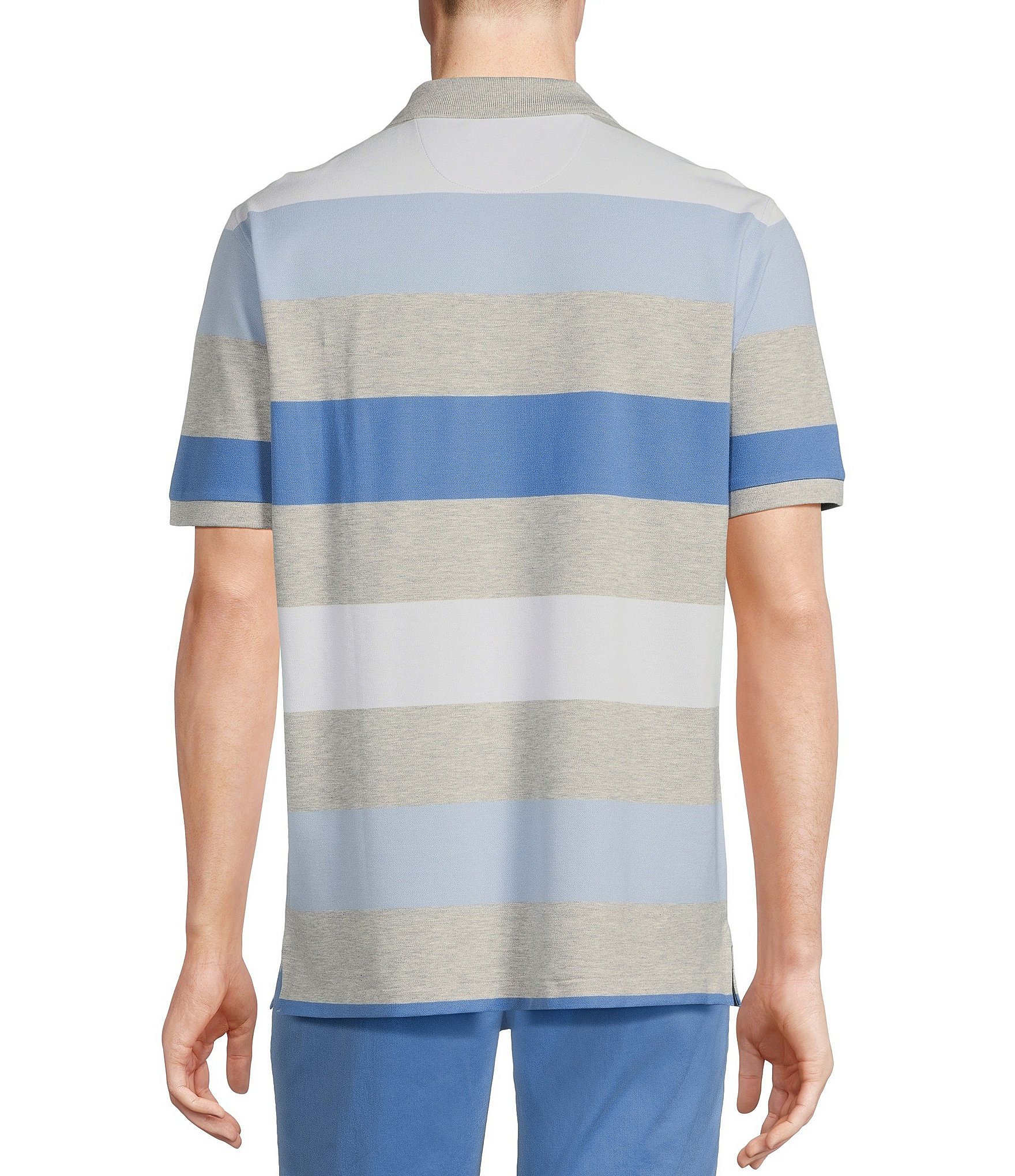 Cremieux Blue Label Classic Fit Pique Striped Short Sleeve Polo Shirt