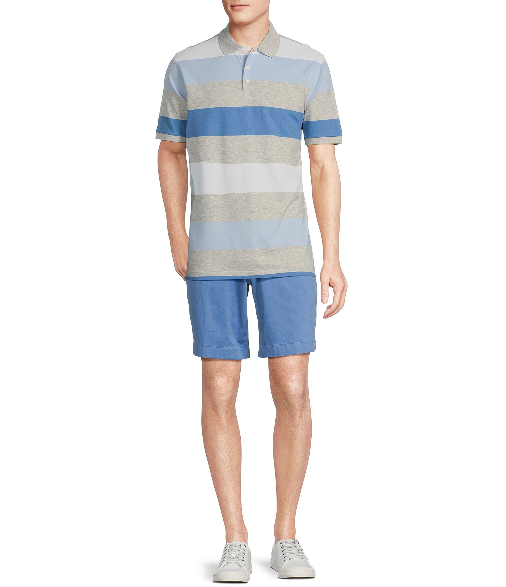 Cremieux Blue Label Classic Fit Pique Striped Short Sleeve Polo Shirt