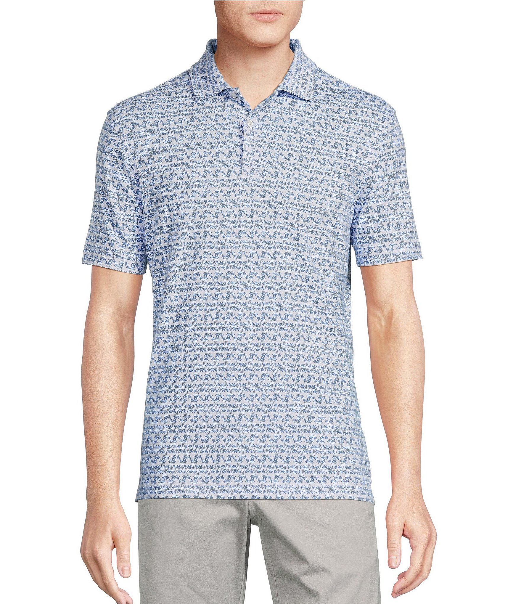 Cremieux Blue Label Dancing Palms Print Jersey Short-Sleeve Polo Shirt ...