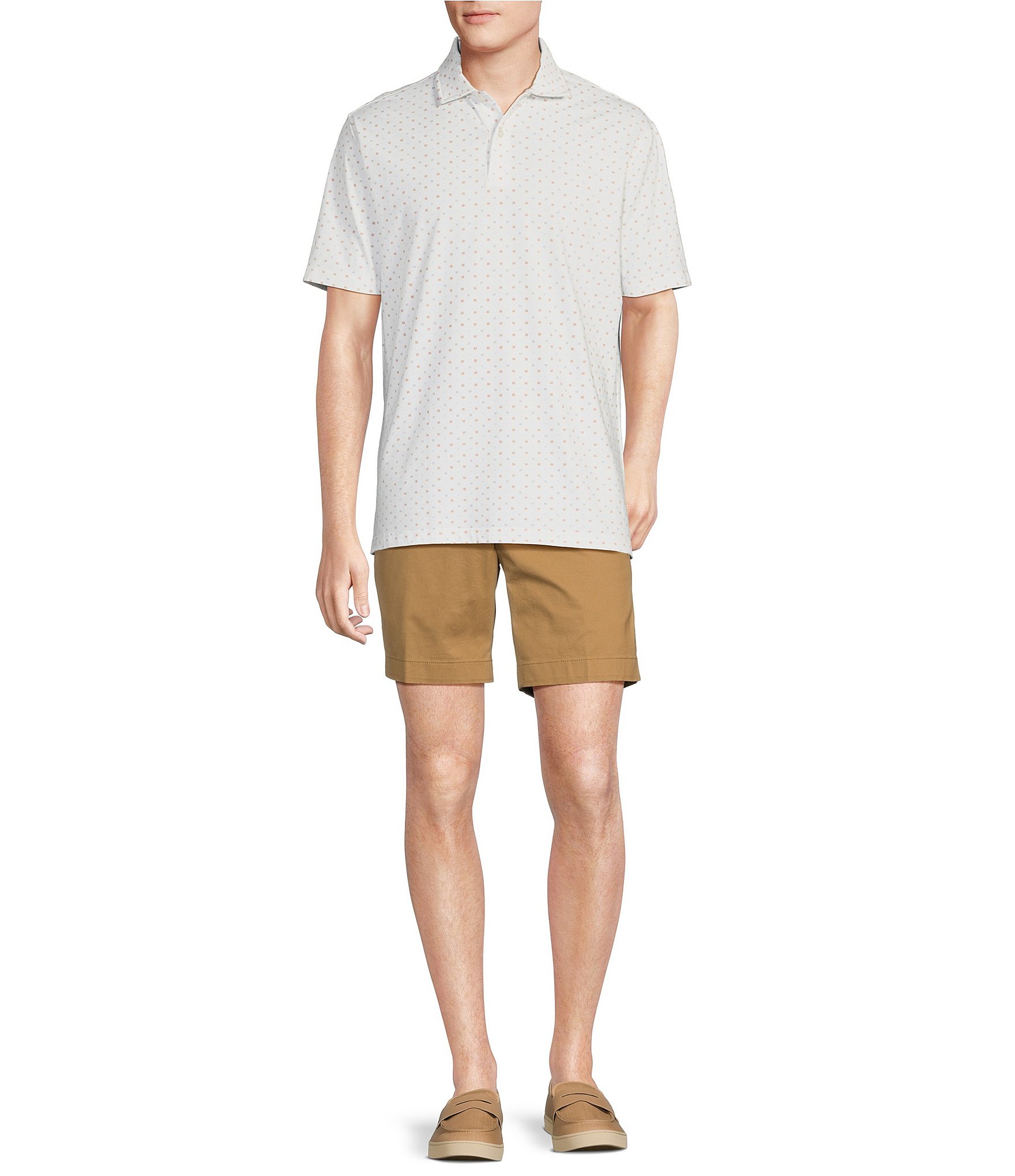 Cremieux Blue Label Dot Print Classic Fit Jersey Short Sleeve Polo Shirt