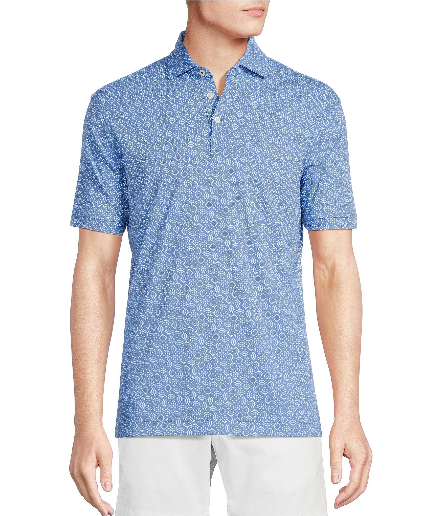 Cremieux Blue Label Floral Print Short-Sleeve Interlock Polo Shirt ...