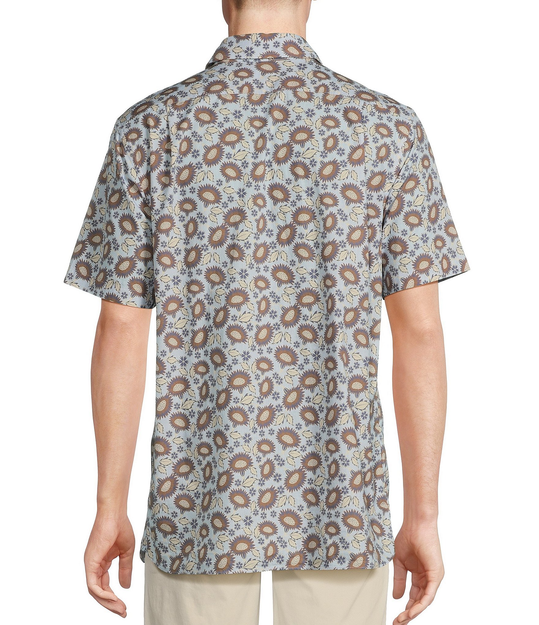 Cremieux Blue Label Slub Poplin Southwest Floral Print Short Sleeve Woven Shirt