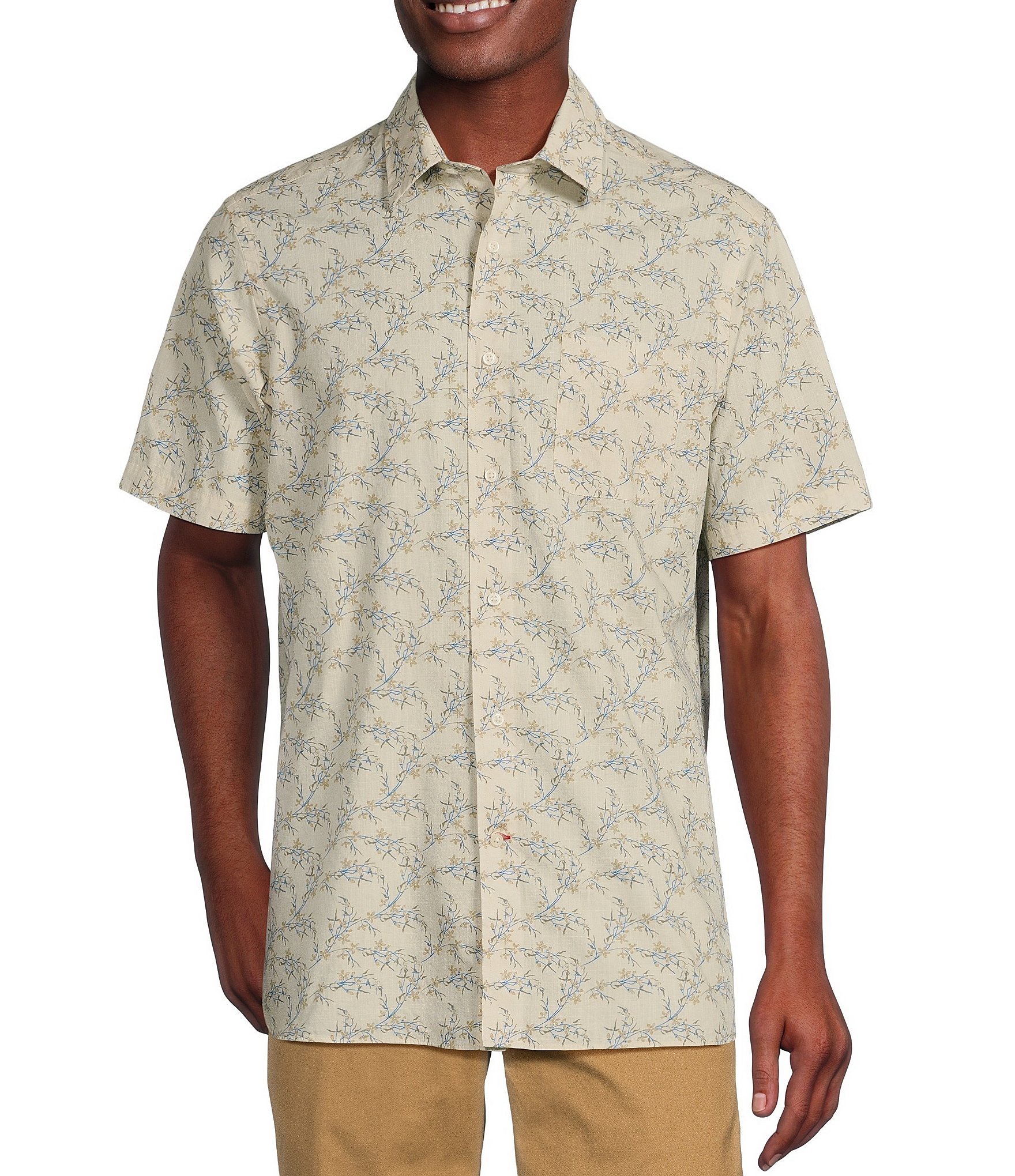 Cremieux Blue Label Floral Slub Poplin Print Short Sleeve Woven Shirt ...