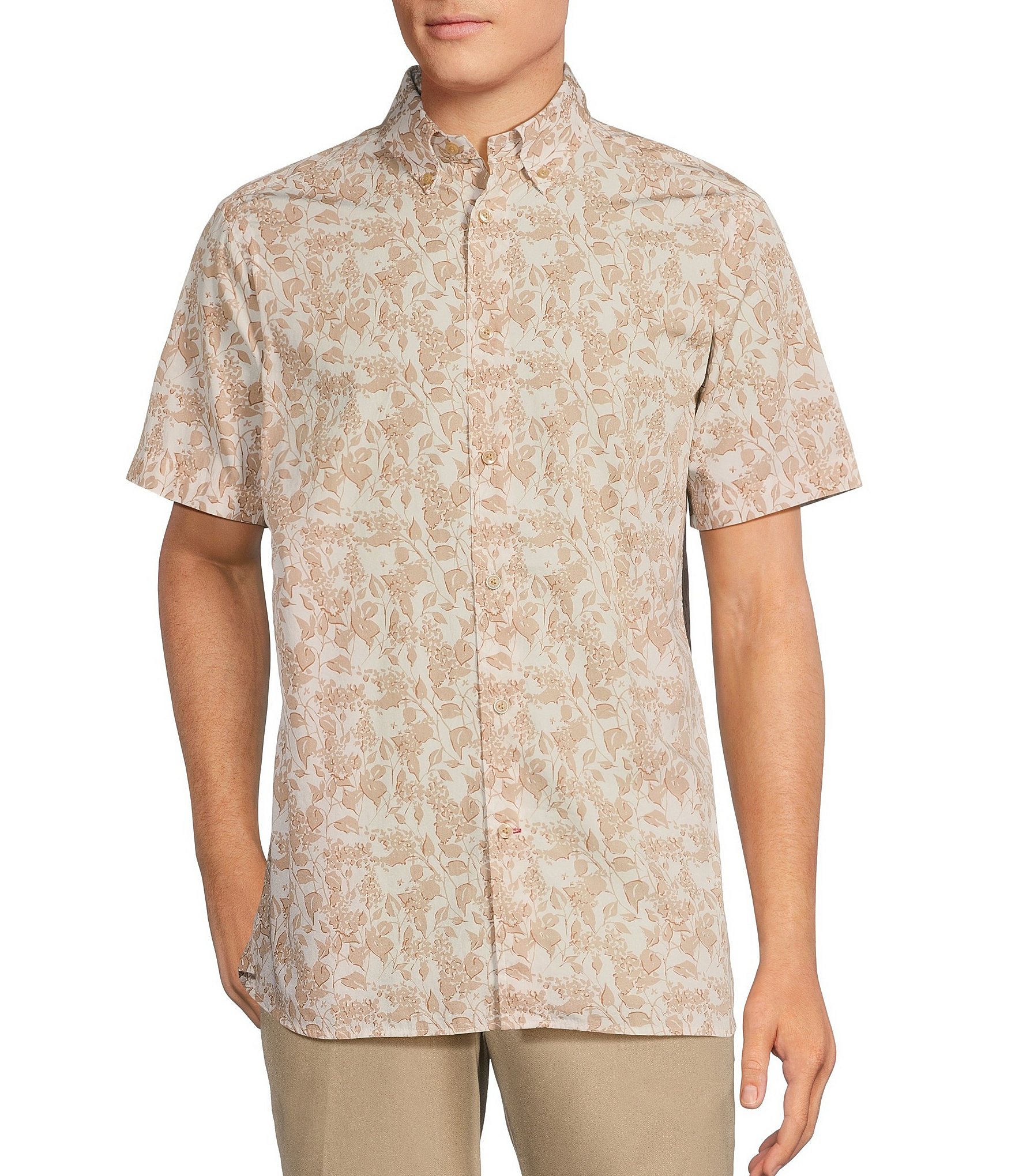 Cremieux Blue Label Floral Vine Print Short Sleeve Woven Shirt