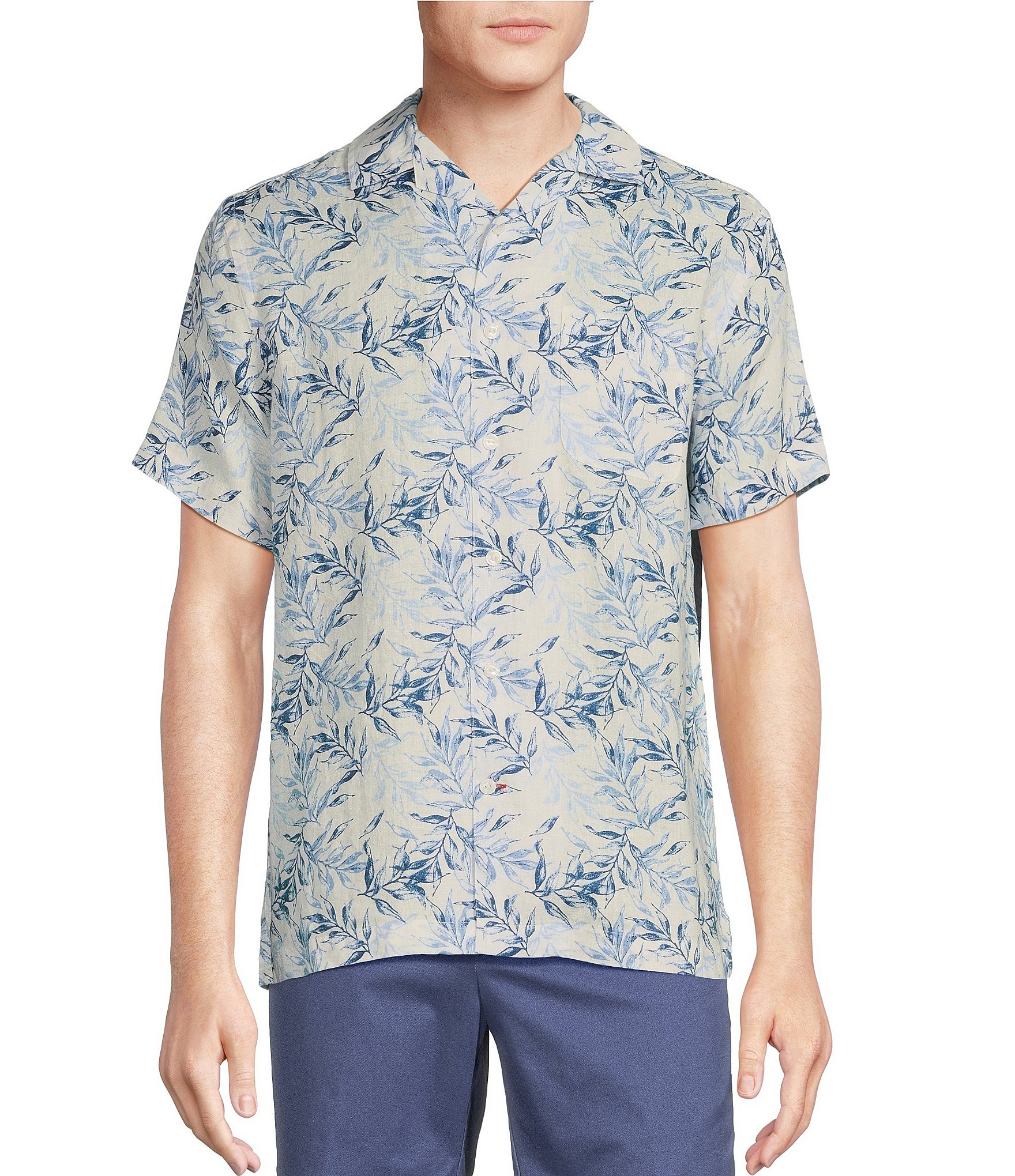 Cremieux Blue Label French Linen Collection Hibiscus Print Short Sleeve ...