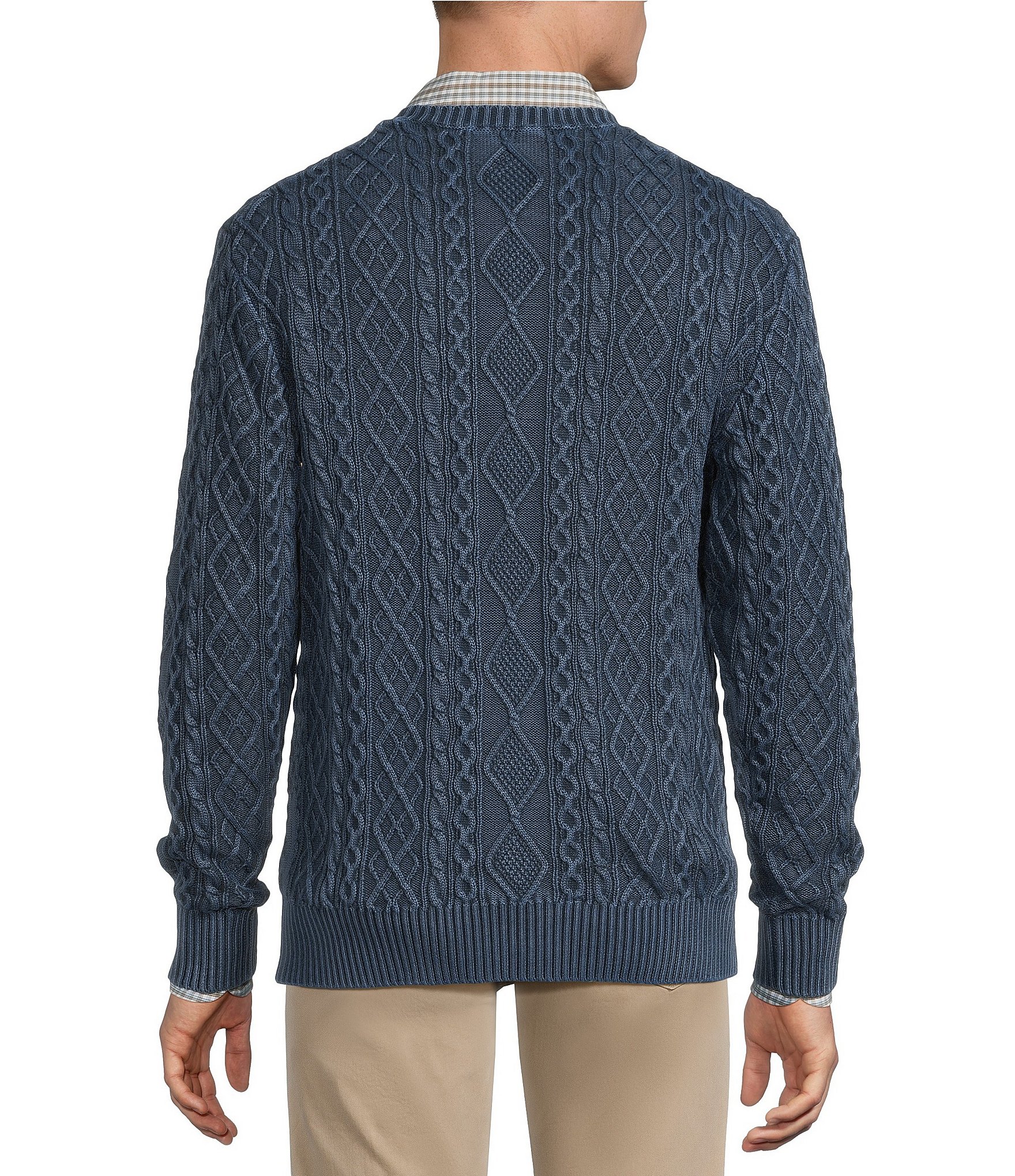 Cremieux Blue Label Garment Dyed Cable Crew Sweater