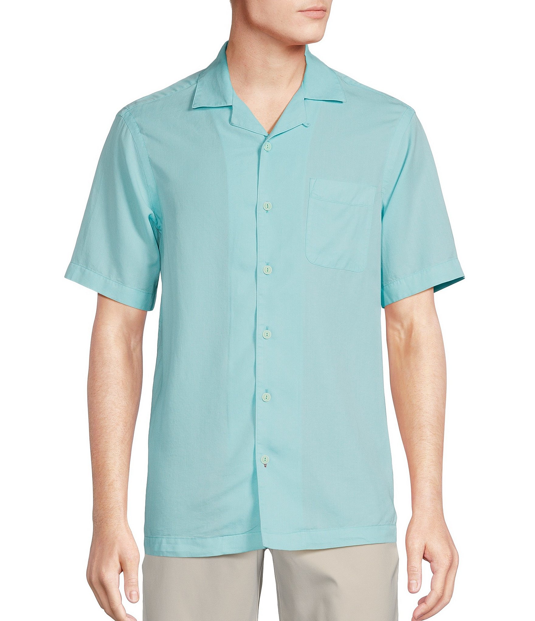 Cremieux Blue Label Garment Dyed Lyocell Twill Short Sleeve Woven Camp Shirt